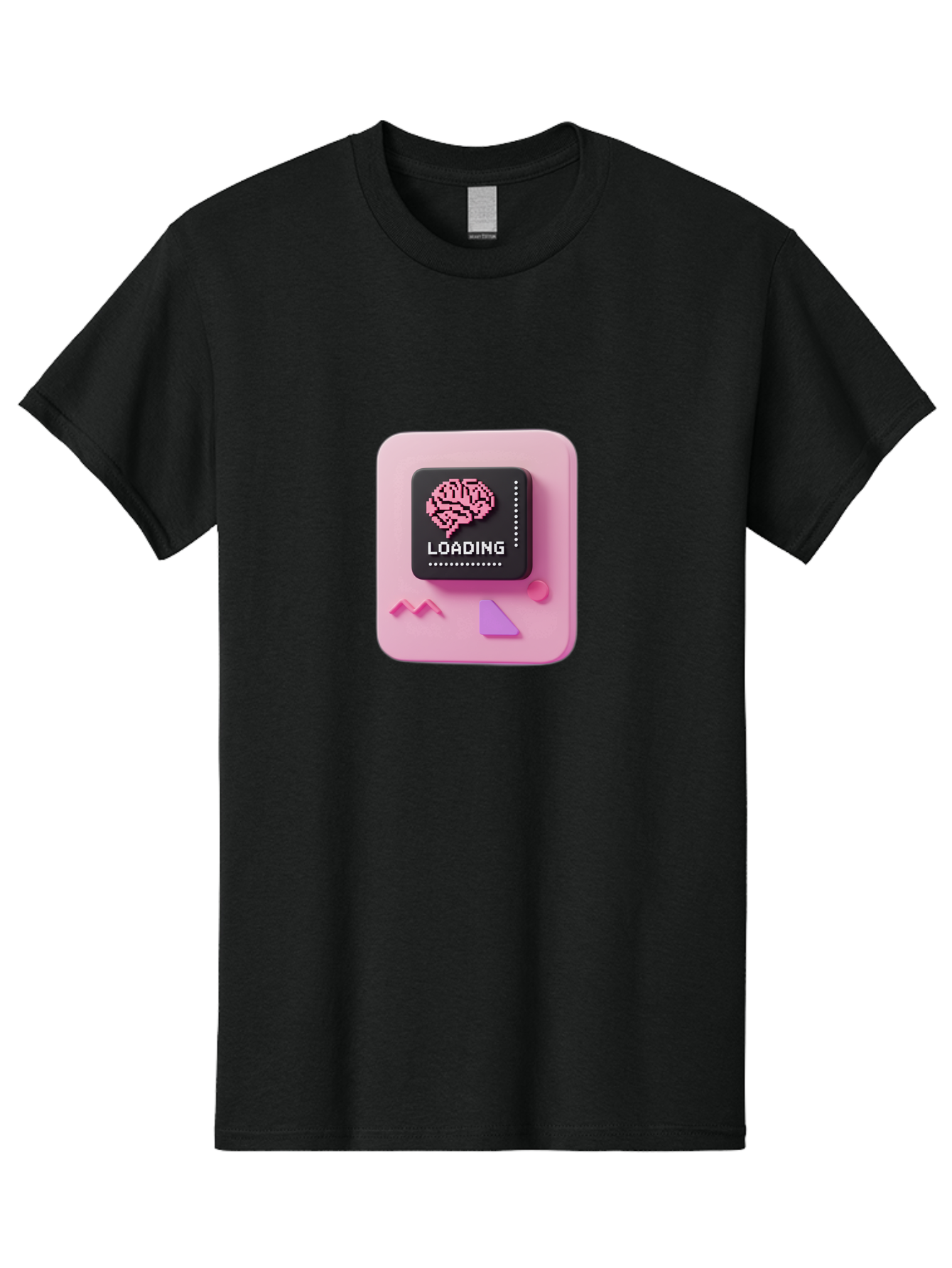 Loading Men'S Graphic Tee, 100% Cotton, Comfortable Casual Summer Wear, Machine Washable, Brain Loading, Progress Bar, Digital Brain, Artificial Intelligence, Cognitive Processing, Neural Network, Tech Icon, Futuristic Design, 3D Rendering, Baa926