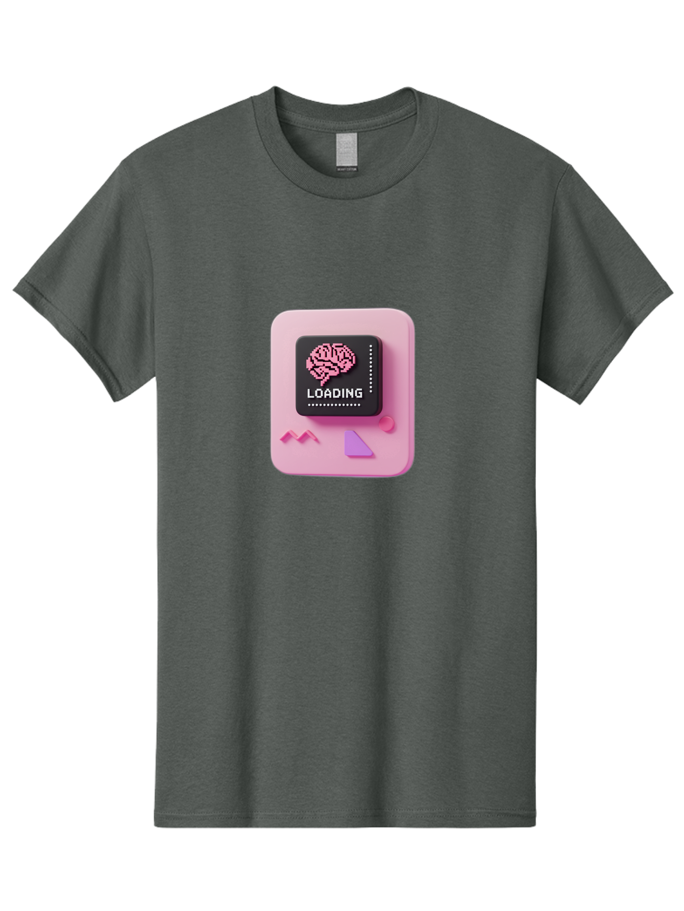 Loading Men'S Graphic Tee, 100% Cotton, Comfortable Casual Summer Wear, Machine Washable, Brain Loading, Progress Bar, Digital Brain, Artificial Intelligence, Cognitive Processing, Neural Network, Tech Icon, Futuristic Design, 3D Rendering, Baa926