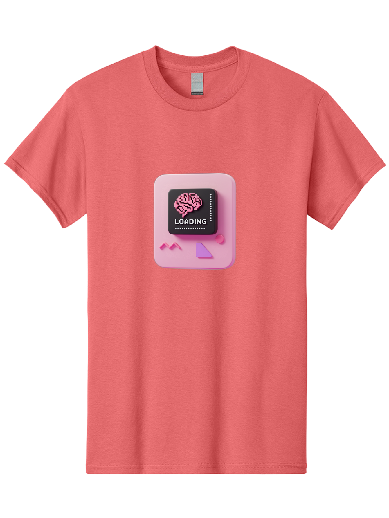 Loading Men'S Graphic Tee, 100% Cotton, Comfortable Casual Summer Wear, Machine Washable, Brain Loading, Progress Bar, Digital Brain, Artificial Intelligence, Cognitive Processing, Neural Network, Tech Icon, Futuristic Design, 3D Rendering, Baa926
