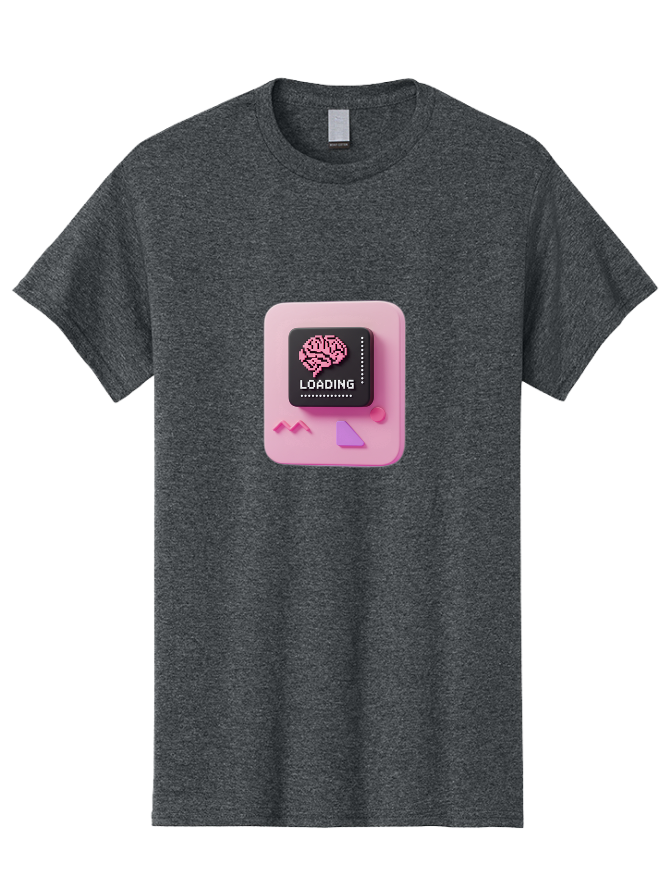 Loading Men'S Graphic Tee, 100% Cotton, Comfortable Casual Summer Wear, Machine Washable, Brain Loading, Progress Bar, Digital Brain, Artificial Intelligence, Cognitive Processing, Neural Network, Tech Icon, Futuristic Design, 3D Rendering, Baa926