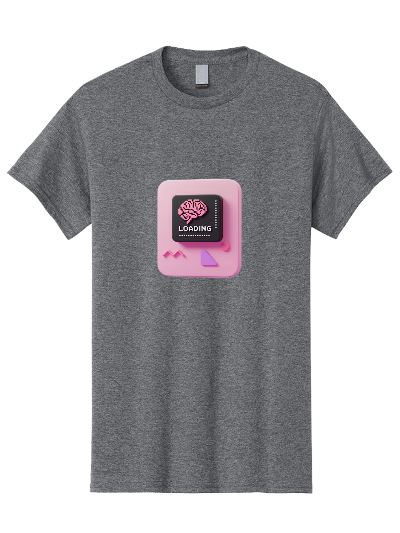 Loading Men'S Graphic Tee, 100% Cotton, Comfortable Casual Summer Wear, Machine Washable, Brain Loading, Progress Bar, Digital Brain, Artificial Intelligence, Cognitive Processing, Neural Network, Tech Icon, Futuristic Design, 3D Rendering, Baa926