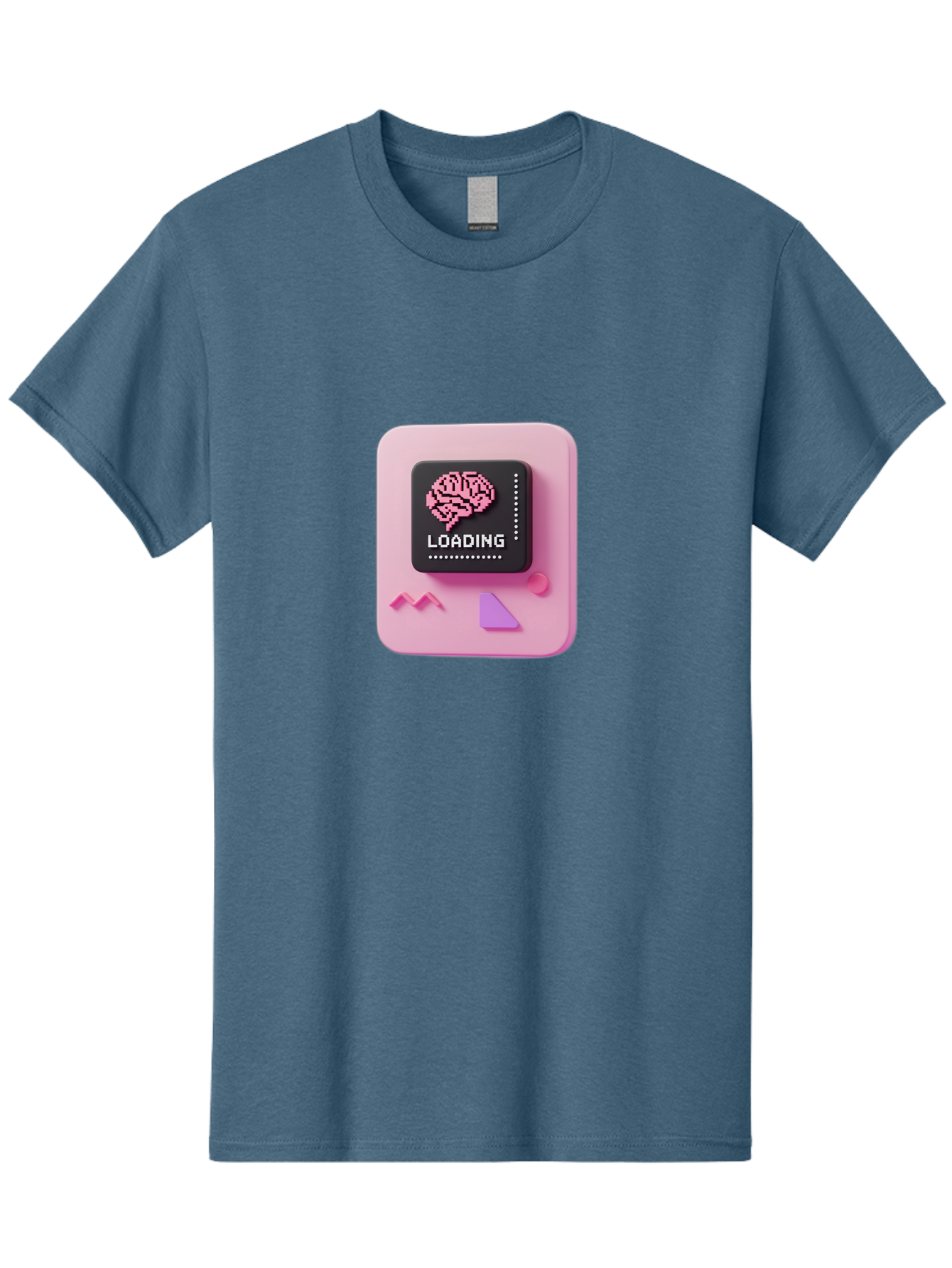 Loading Men'S Graphic Tee, 100% Cotton, Comfortable Casual Summer Wear, Machine Washable, Brain Loading, Progress Bar, Digital Brain, Artificial Intelligence, Cognitive Processing, Neural Network, Tech Icon, Futuristic Design, 3D Rendering, Baa926