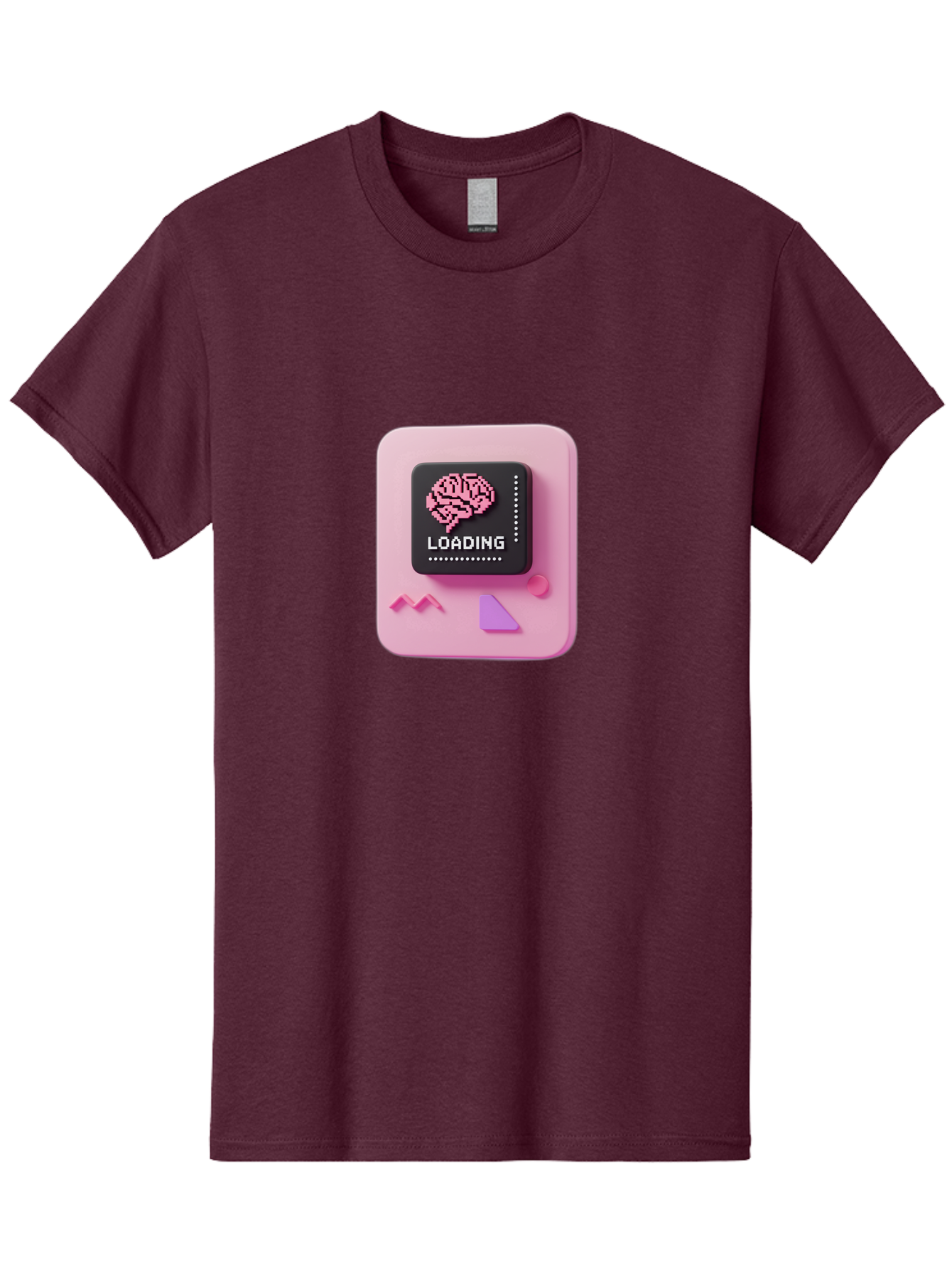 Loading Men'S Graphic Tee, 100% Cotton, Comfortable Casual Summer Wear, Machine Washable, Brain Loading, Progress Bar, Digital Brain, Artificial Intelligence, Cognitive Processing, Neural Network, Tech Icon, Futuristic Design, 3D Rendering, Baa926