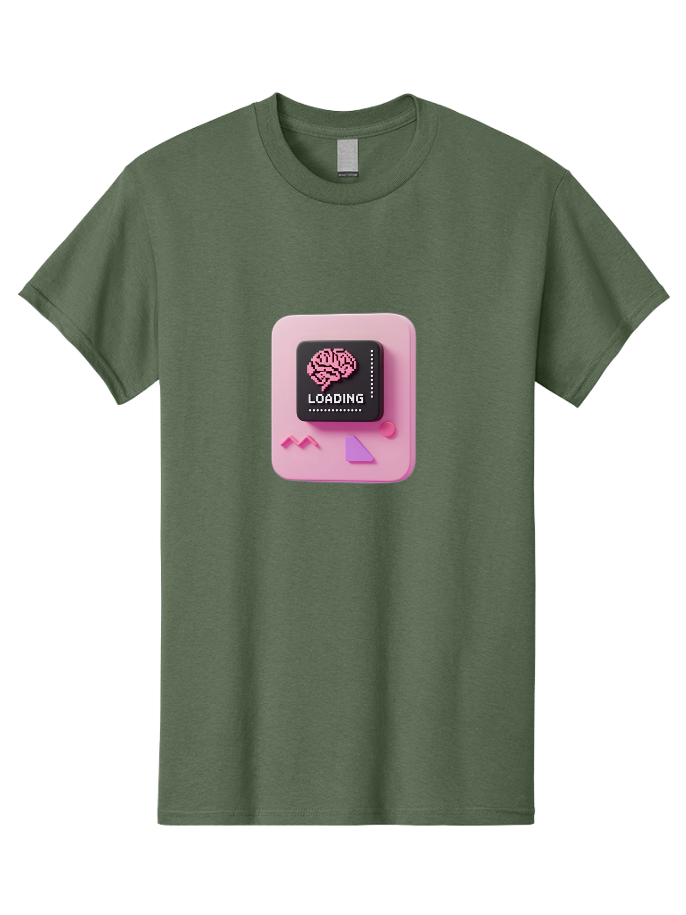 Loading Men'S Graphic Tee, 100% Cotton, Comfortable Casual Summer Wear, Machine Washable, Brain Loading, Progress Bar, Digital Brain, Artificial Intelligence, Cognitive Processing, Neural Network, Tech Icon, Futuristic Design, 3D Rendering, Baa926