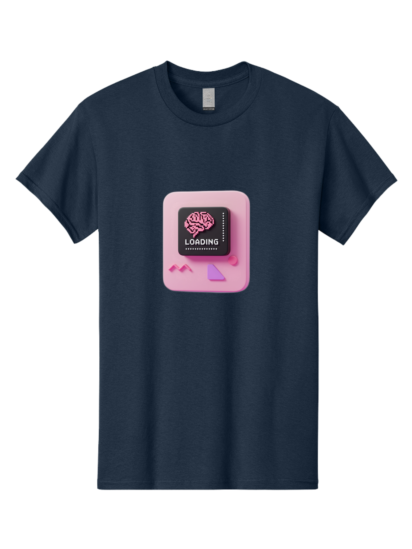 Loading Men'S Graphic Tee, 100% Cotton, Comfortable Casual Summer Wear, Machine Washable, Brain Loading, Progress Bar, Digital Brain, Artificial Intelligence, Cognitive Processing, Neural Network, Tech Icon, Futuristic Design, 3D Rendering, Baa926