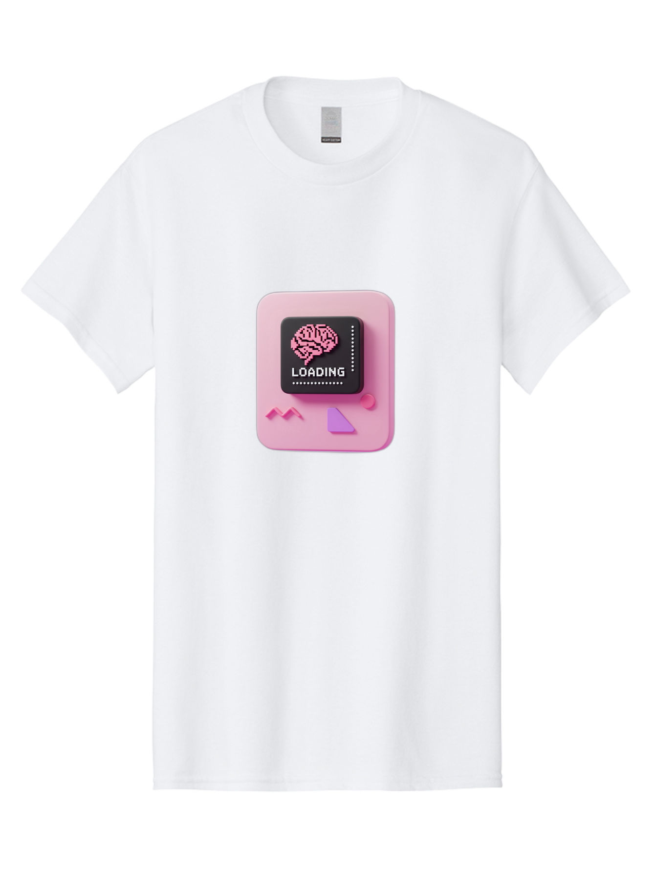 Loading Men'S Graphic Tee, 100% Cotton, Comfortable Casual Summer Wear, Machine Washable, Brain Loading, Progress Bar, Digital Brain, Artificial Intelligence, Cognitive Processing, Neural Network, Tech Icon, Futuristic Design, 3D Rendering, Baa926