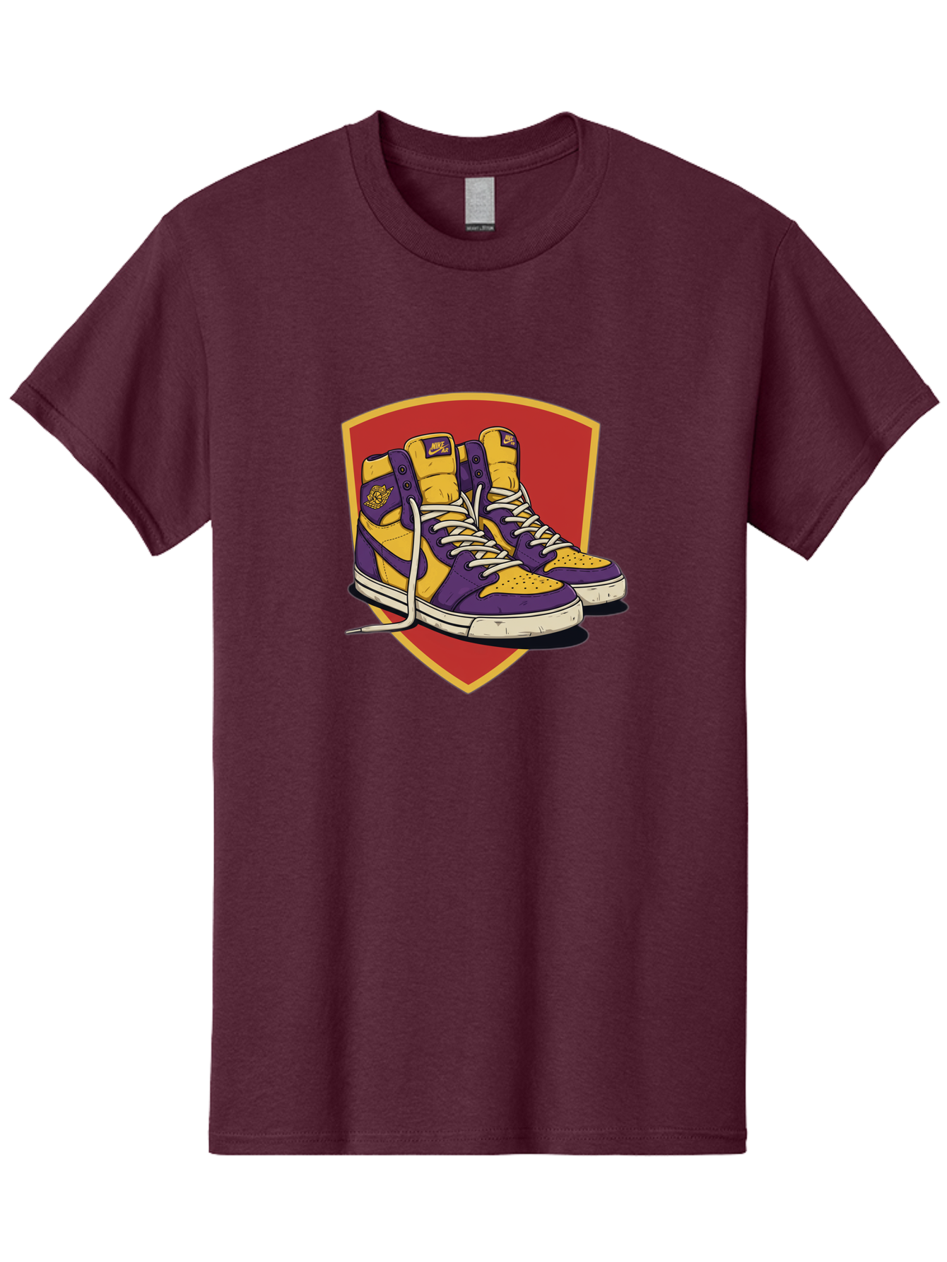 Los-Angeles-Lakers Men'S Graphic Tee, 100% Cotton, Comfortable Casual Summer Wear, Machine Washable, Purple And Yellow Air Jordan Sneakers, Nike Logo, Yellow And Purple Color Scheme, White Laces, Athletic Footwear, Sports Shoes, Baa928