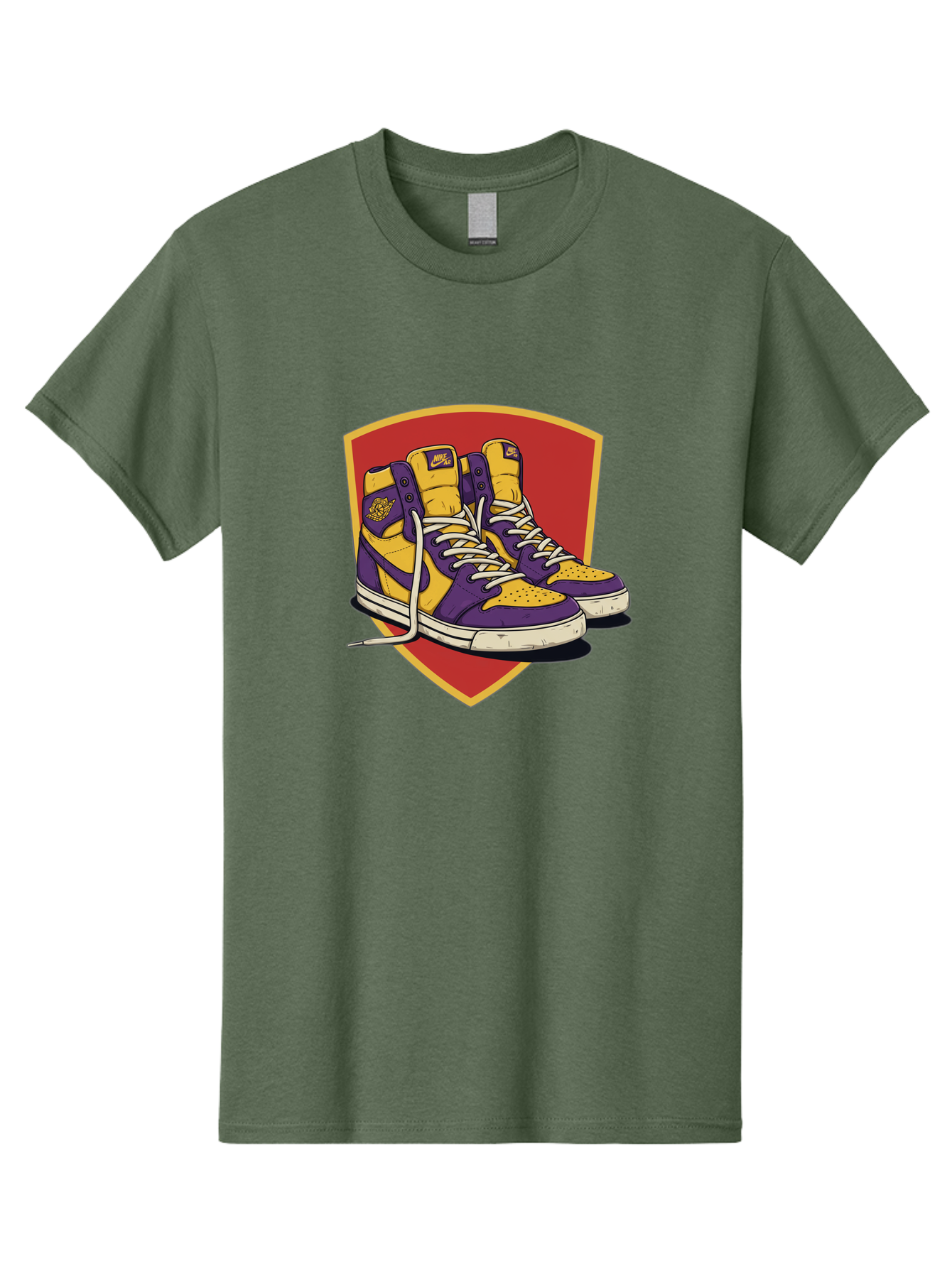 Los-Angeles-Lakers Men'S Graphic Tee, 100% Cotton, Comfortable Casual Summer Wear, Machine Washable, Purple And Yellow Air Jordan Sneakers, Nike Logo, Yellow And Purple Color Scheme, White Laces, Athletic Footwear, Sports Shoes, Baa928