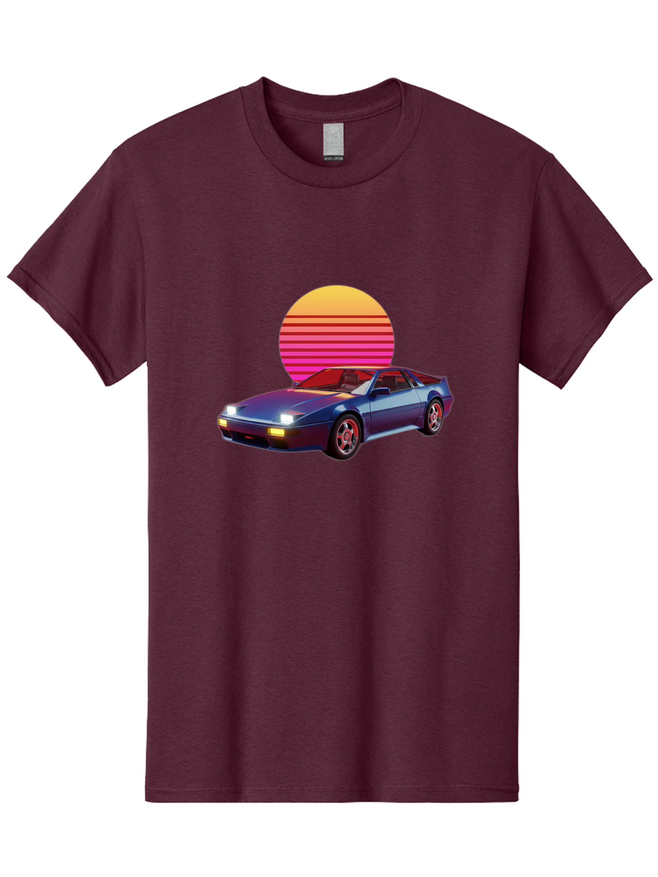 Lotus-Esprit Men'S Graphic Tee, 100% Cotton, Comfortable Casual Summer Wear, Machine Washable, Nissan 280Zx, Retro Futuristic Car, Sports Car, Vintage Automobile, Synthwave Art, Neon Lights, Gradient Sun, Retro Aesthetic, Synthwave Style Baa929