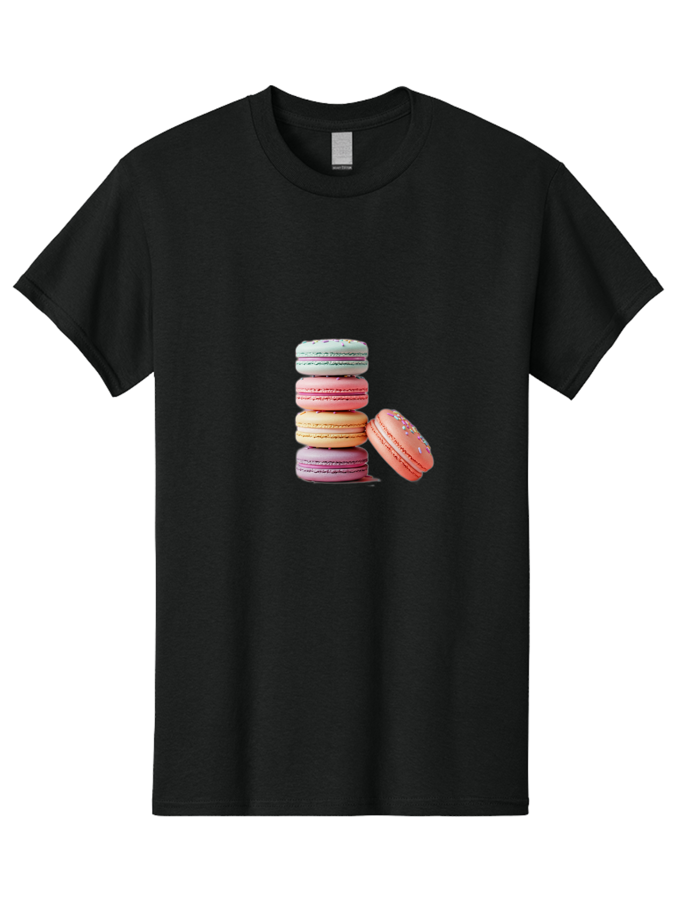 Macaron-Stack-1 Men'S Graphic Tee, 100% Cotton, Comfortable Casual Summer Wear, Machine Washable, Pastel-Colored Macarons, Stacked Macarons, Colorful Dessert, Sweet Treats, Macaron Stack, Vibrant Colors, Sweet Macarons, French Patisserie Baa937