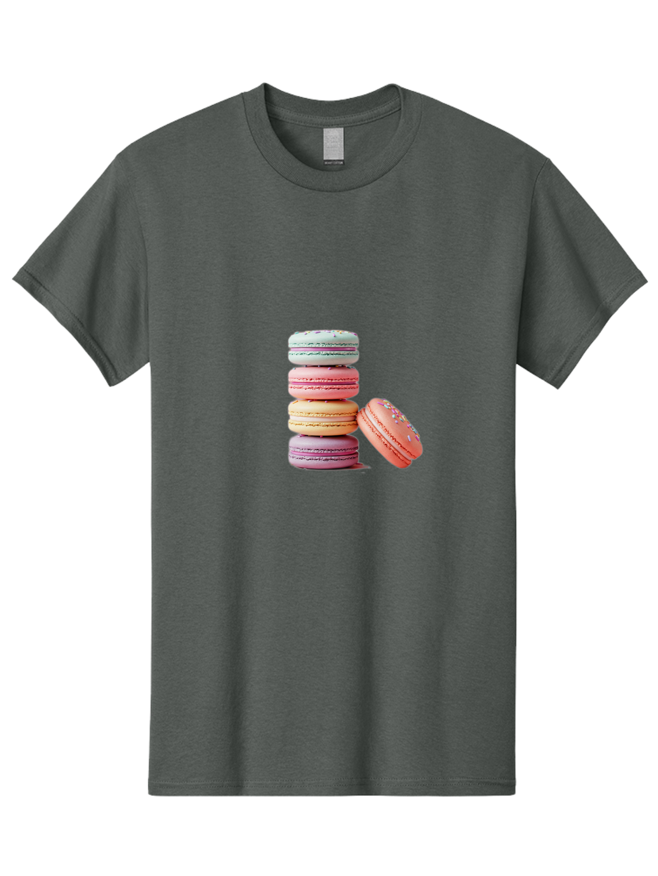 Macaron-Stack-1 Men'S Graphic Tee, 100% Cotton, Comfortable Casual Summer Wear, Machine Washable, Pastel-Colored Macarons, Stacked Macarons, Colorful Dessert, Sweet Treats, Macaron Stack, Vibrant Colors, Sweet Macarons, French Patisserie Baa937