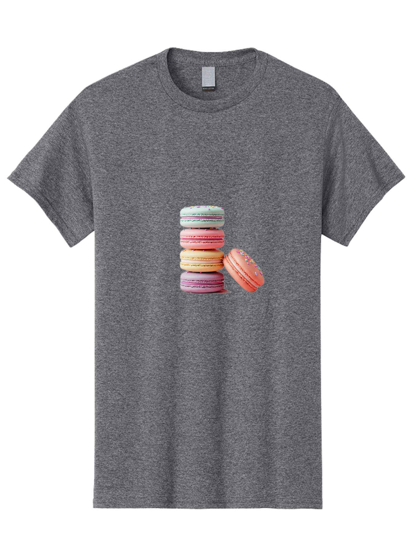 Macaron-Stack-1 Men'S Graphic Tee, 100% Cotton, Comfortable Casual Summer Wear, Machine Washable, Pastel-Colored Macarons, Stacked Macarons, Colorful Dessert, Sweet Treats, Macaron Stack, Vibrant Colors, Sweet Macarons, French Patisserie Baa937