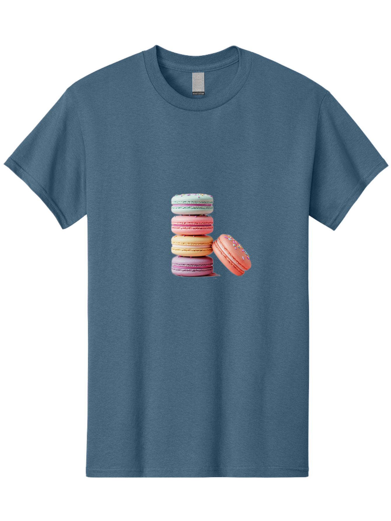 Macaron-Stack-1 Men'S Graphic Tee, 100% Cotton, Comfortable Casual Summer Wear, Machine Washable, Pastel-Colored Macarons, Stacked Macarons, Colorful Dessert, Sweet Treats, Macaron Stack, Vibrant Colors, Sweet Macarons, French Patisserie Baa937