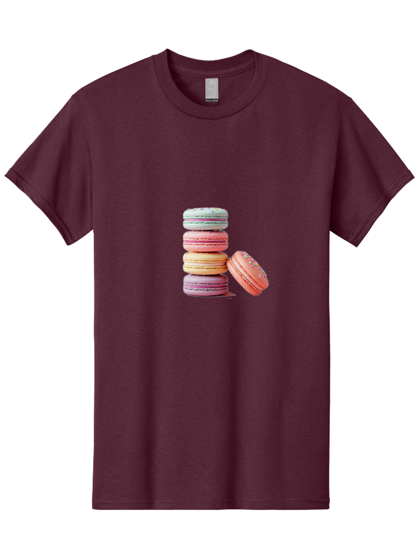 Macaron-Stack-1 Men'S Graphic Tee, 100% Cotton, Comfortable Casual Summer Wear, Machine Washable, Pastel-Colored Macarons, Stacked Macarons, Colorful Dessert, Sweet Treats, Macaron Stack, Vibrant Colors, Sweet Macarons, French Patisserie Baa937