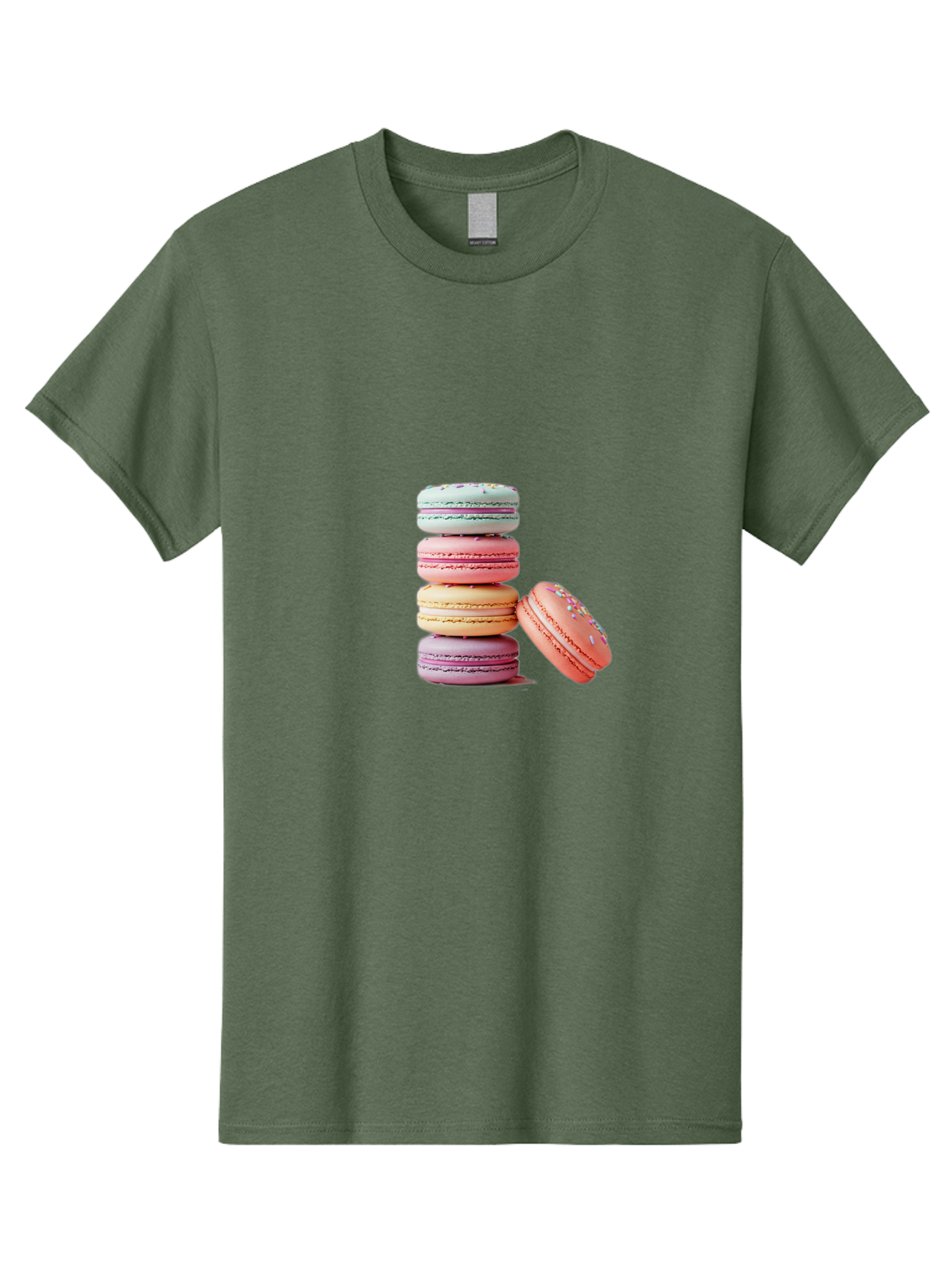 Macaron-Stack-1 Men'S Graphic Tee, 100% Cotton, Comfortable Casual Summer Wear, Machine Washable, Pastel-Colored Macarons, Stacked Macarons, Colorful Dessert, Sweet Treats, Macaron Stack, Vibrant Colors, Sweet Macarons, French Patisserie Baa937