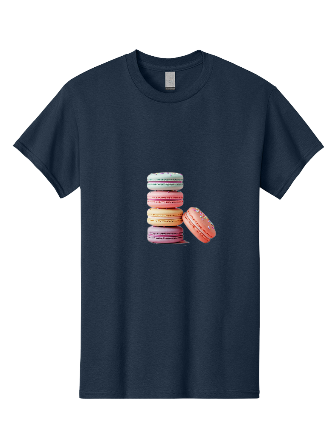 Macaron-Stack-1 Men'S Graphic Tee, 100% Cotton, Comfortable Casual Summer Wear, Machine Washable, Pastel-Colored Macarons, Stacked Macarons, Colorful Dessert, Sweet Treats, Macaron Stack, Vibrant Colors, Sweet Macarons, French Patisserie Baa937