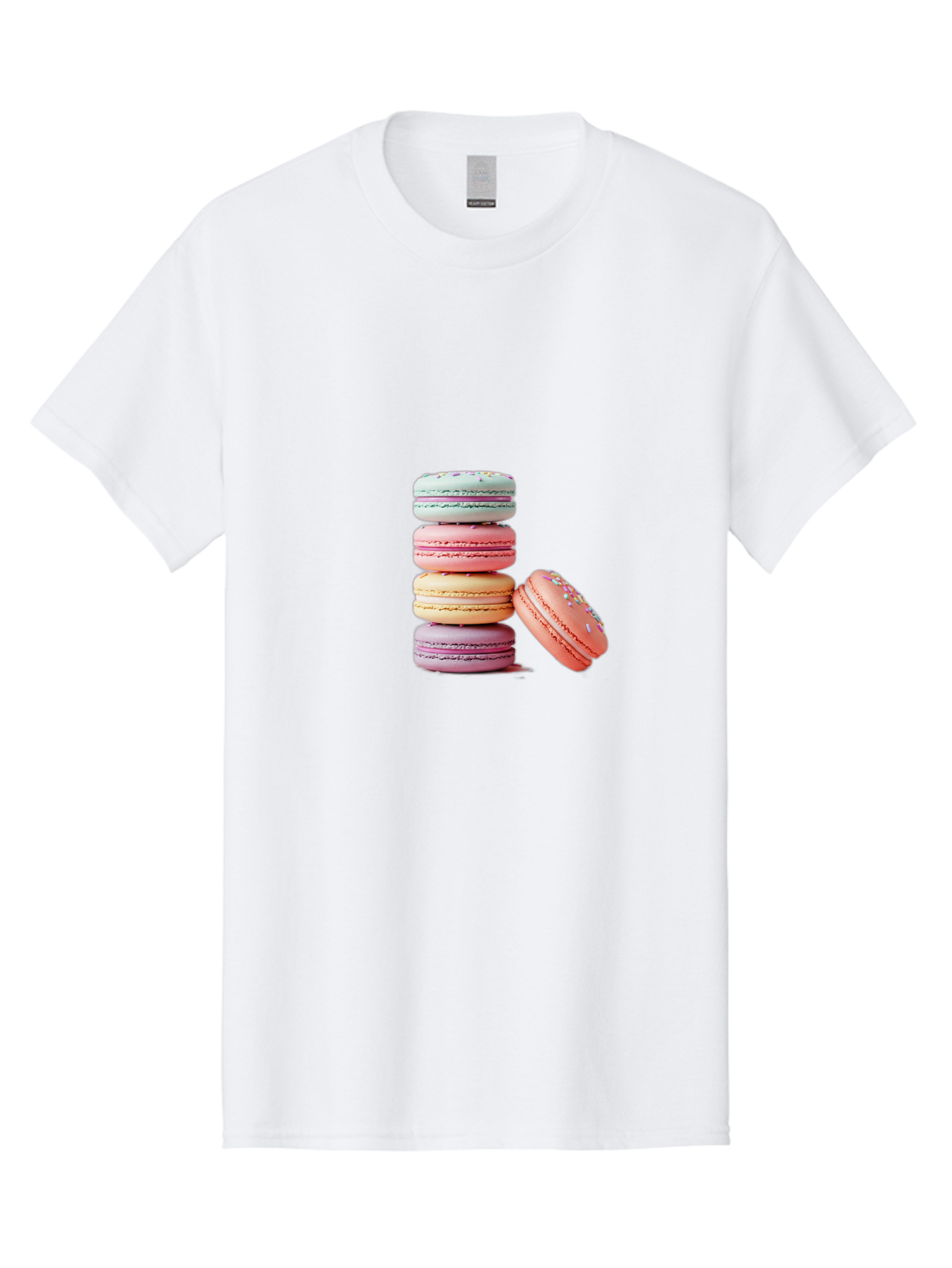 Macaron-Stack-1 Men'S Graphic Tee, 100% Cotton, Comfortable Casual Summer Wear, Machine Washable, Pastel-Colored Macarons, Stacked Macarons, Colorful Dessert, Sweet Treats, Macaron Stack, Vibrant Colors, Sweet Macarons, French Patisserie Baa937