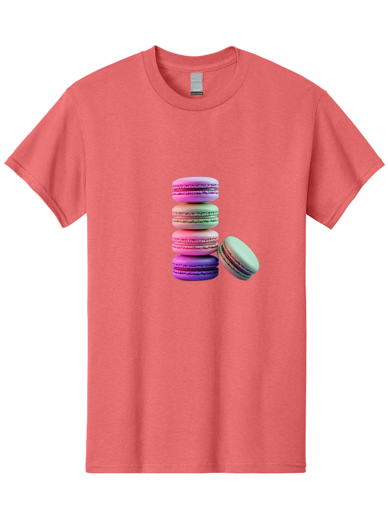 Macaron-Tower-1 Men'S Graphic Tee, 100% Cotton, Comfortable Casual Summer Wear, Machine Washable, Stacked Macarons, Colorful Treats, French Desserts, Sweet Indulgences, Pastel Colors, Layered Cookies, Creamy Fillings, Dessert Photography Baa939