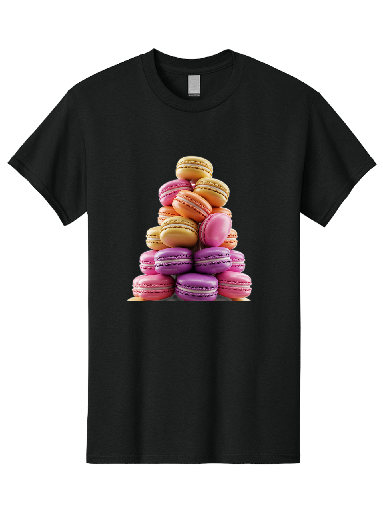 Macaron-Tower-2 Men'S Graphic Tee, 100% Cotton, Comfortable Casual Summer Wear, Machine Washable, Stack Of Macarons, Colorful Macarons, Pastel Colors, Dessert Display, Sweet Treats, French Patisserie, Macaron Stack, Pastel Pink, Purple, Baa940