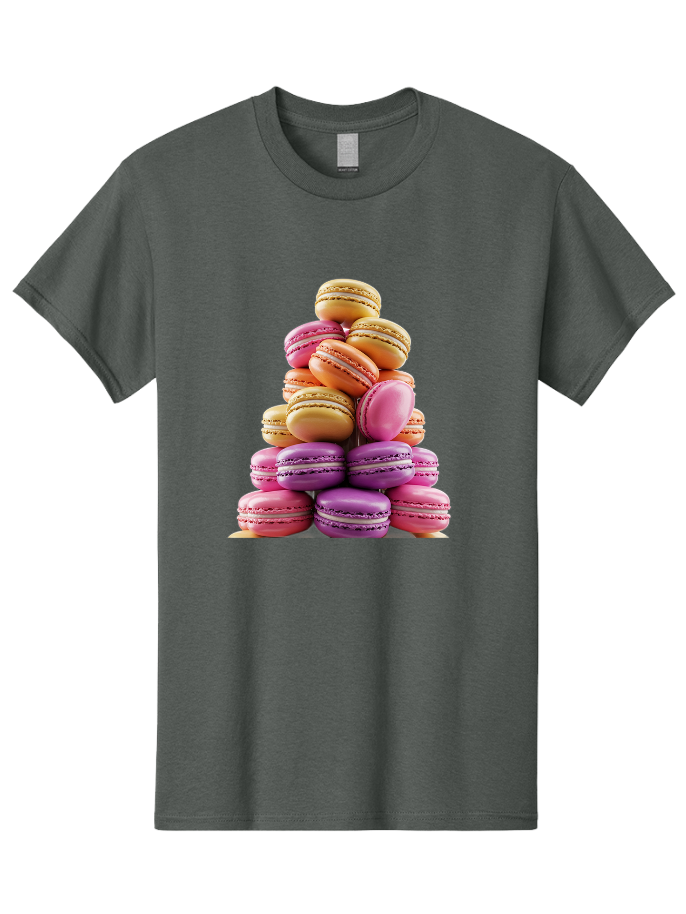 Macaron-Tower-2 Men'S Graphic Tee, 100% Cotton, Comfortable Casual Summer Wear, Machine Washable, Stack Of Macarons, Colorful Macarons, Pastel Colors, Dessert Display, Sweet Treats, French Patisserie, Macaron Stack, Pastel Pink, Purple, Baa940