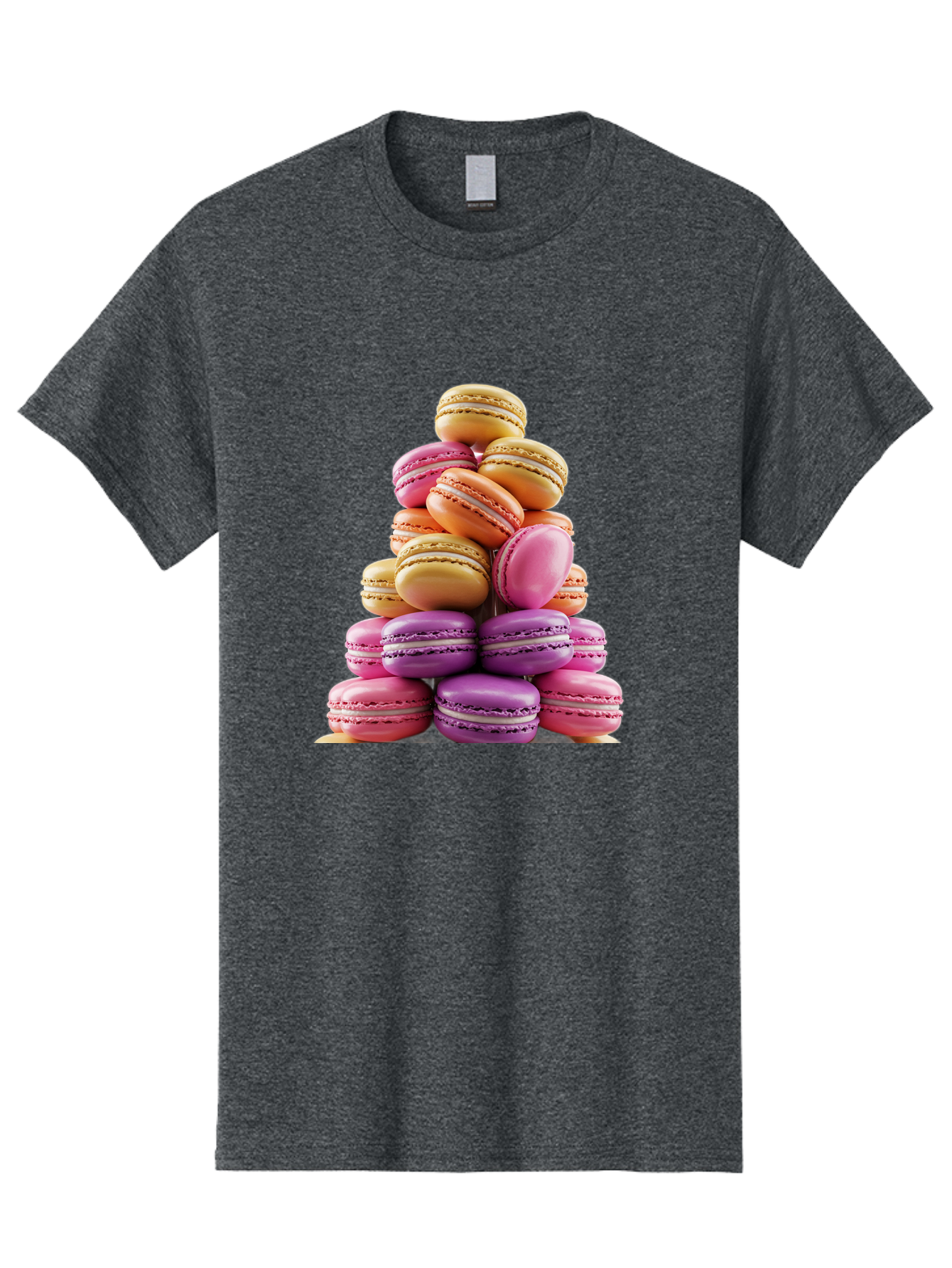 Macaron-Tower-2 Men'S Graphic Tee, 100% Cotton, Comfortable Casual Summer Wear, Machine Washable, Stack Of Macarons, Colorful Macarons, Pastel Colors, Dessert Display, Sweet Treats, French Patisserie, Macaron Stack, Pastel Pink, Purple, Baa940