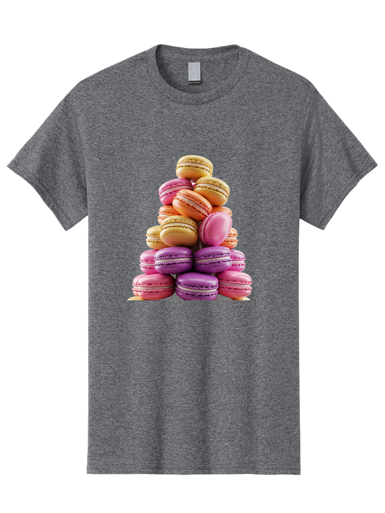 Macaron-Tower-2 Men'S Graphic Tee, 100% Cotton, Comfortable Casual Summer Wear, Machine Washable, Stack Of Macarons, Colorful Macarons, Pastel Colors, Dessert Display, Sweet Treats, French Patisserie, Macaron Stack, Pastel Pink, Purple, Baa940
