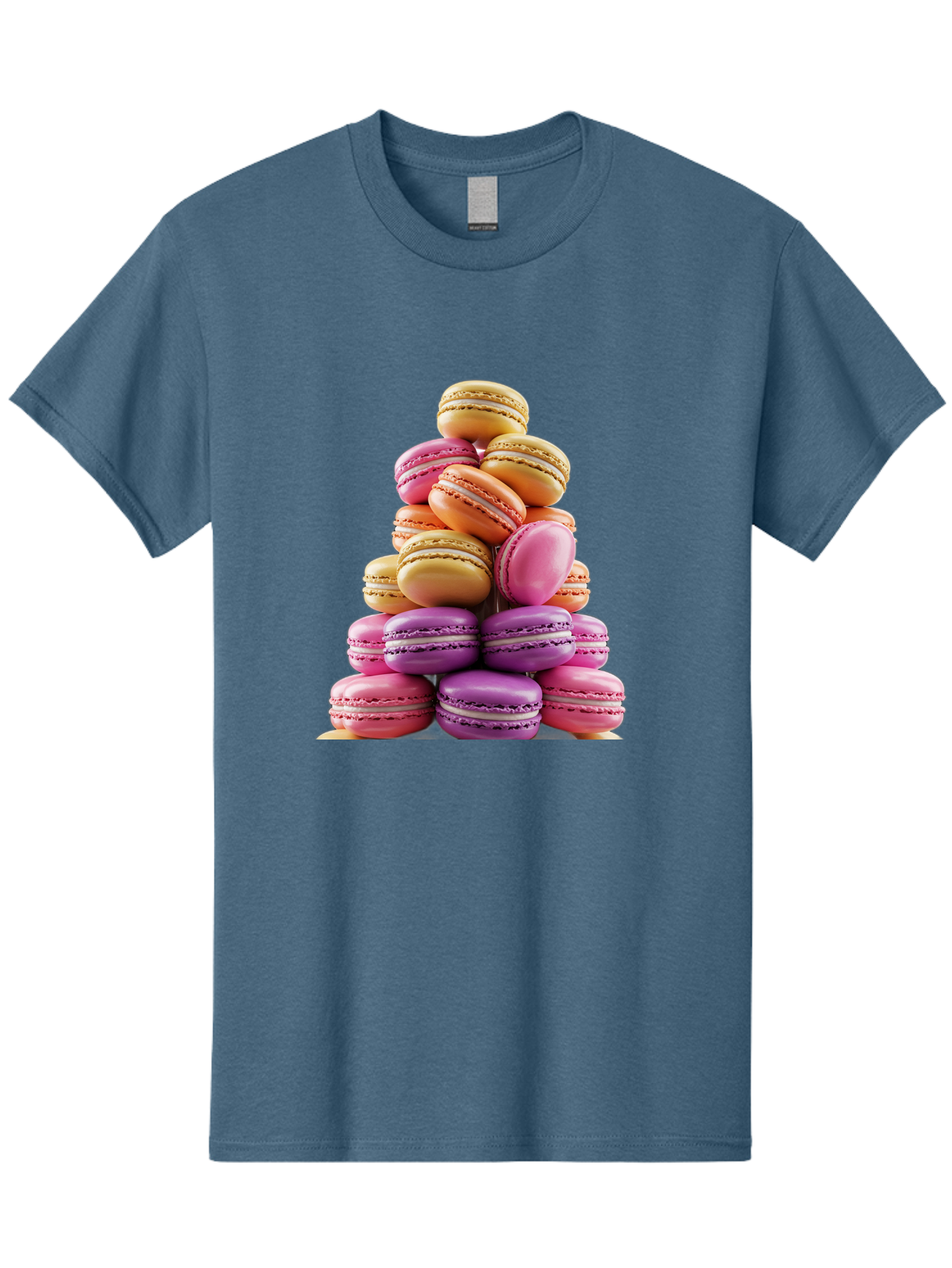 Macaron-Tower-2 Men'S Graphic Tee, 100% Cotton, Comfortable Casual Summer Wear, Machine Washable, Stack Of Macarons, Colorful Macarons, Pastel Colors, Dessert Display, Sweet Treats, French Patisserie, Macaron Stack, Pastel Pink, Purple, Baa940