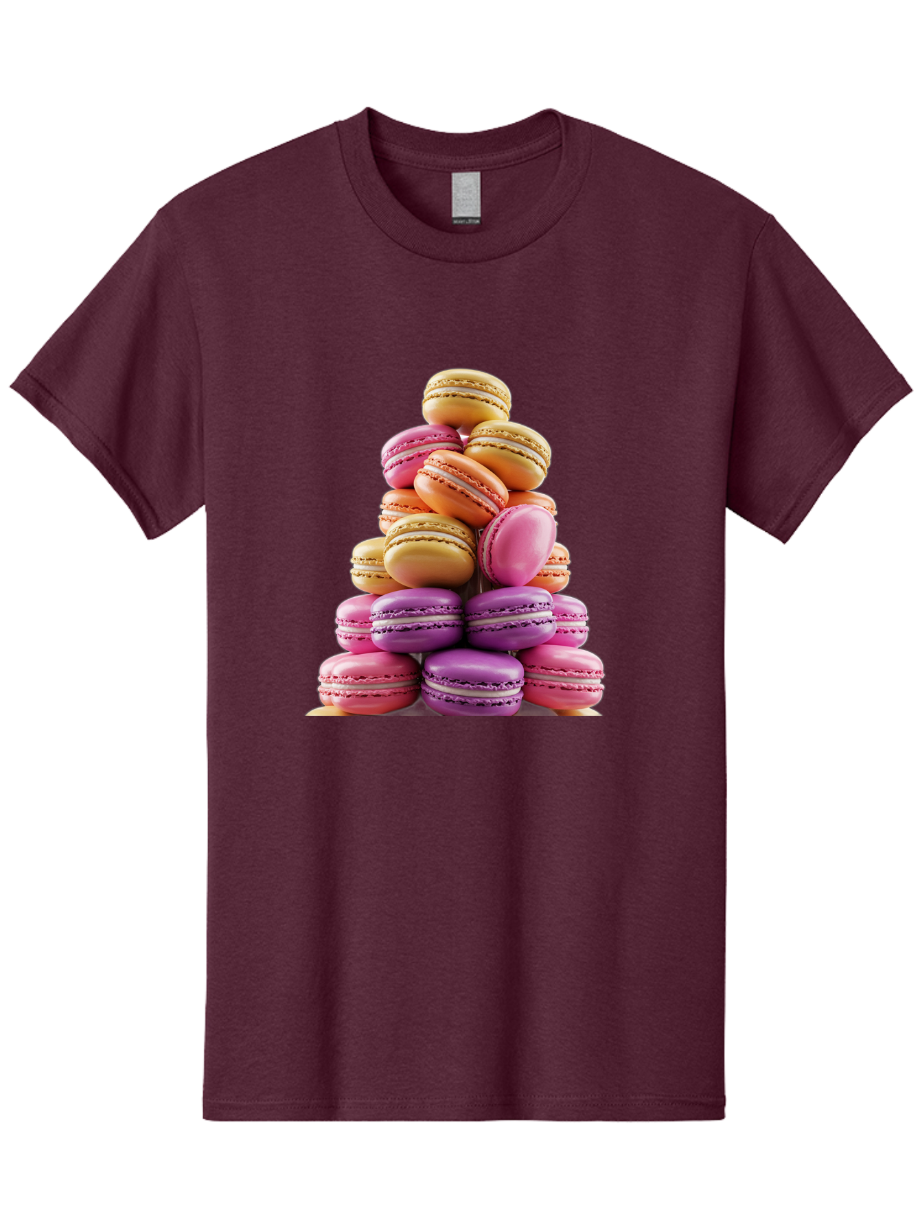 Macaron-Tower-2 Men'S Graphic Tee, 100% Cotton, Comfortable Casual Summer Wear, Machine Washable, Stack Of Macarons, Colorful Macarons, Pastel Colors, Dessert Display, Sweet Treats, French Patisserie, Macaron Stack, Pastel Pink, Purple, Baa940
