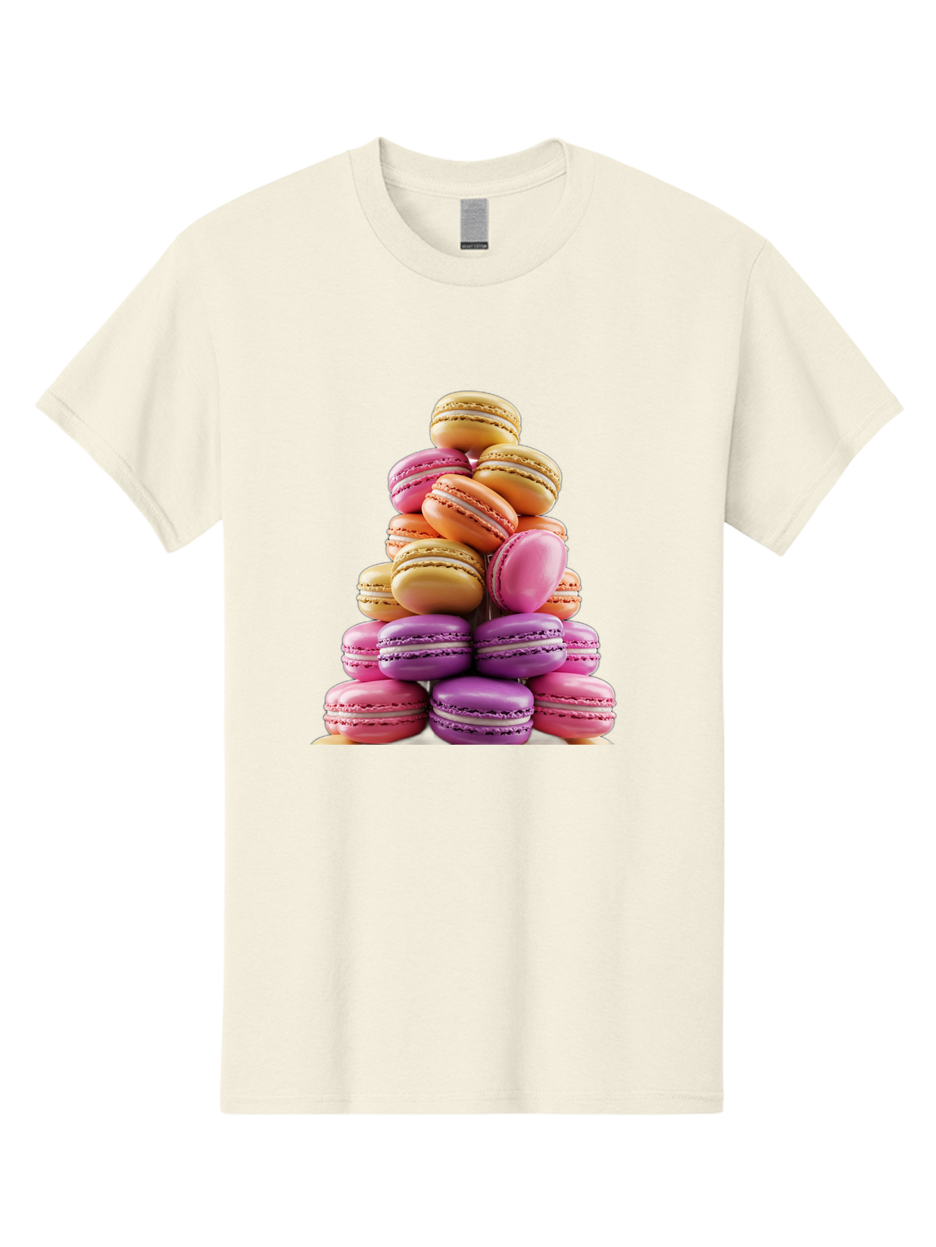 Macaron-Tower-2 Men'S Graphic Tee, 100% Cotton, Comfortable Casual Summer Wear, Machine Washable, Stack Of Macarons, Colorful Macarons, Pastel Colors, Dessert Display, Sweet Treats, French Patisserie, Macaron Stack, Pastel Pink, Purple, Baa940