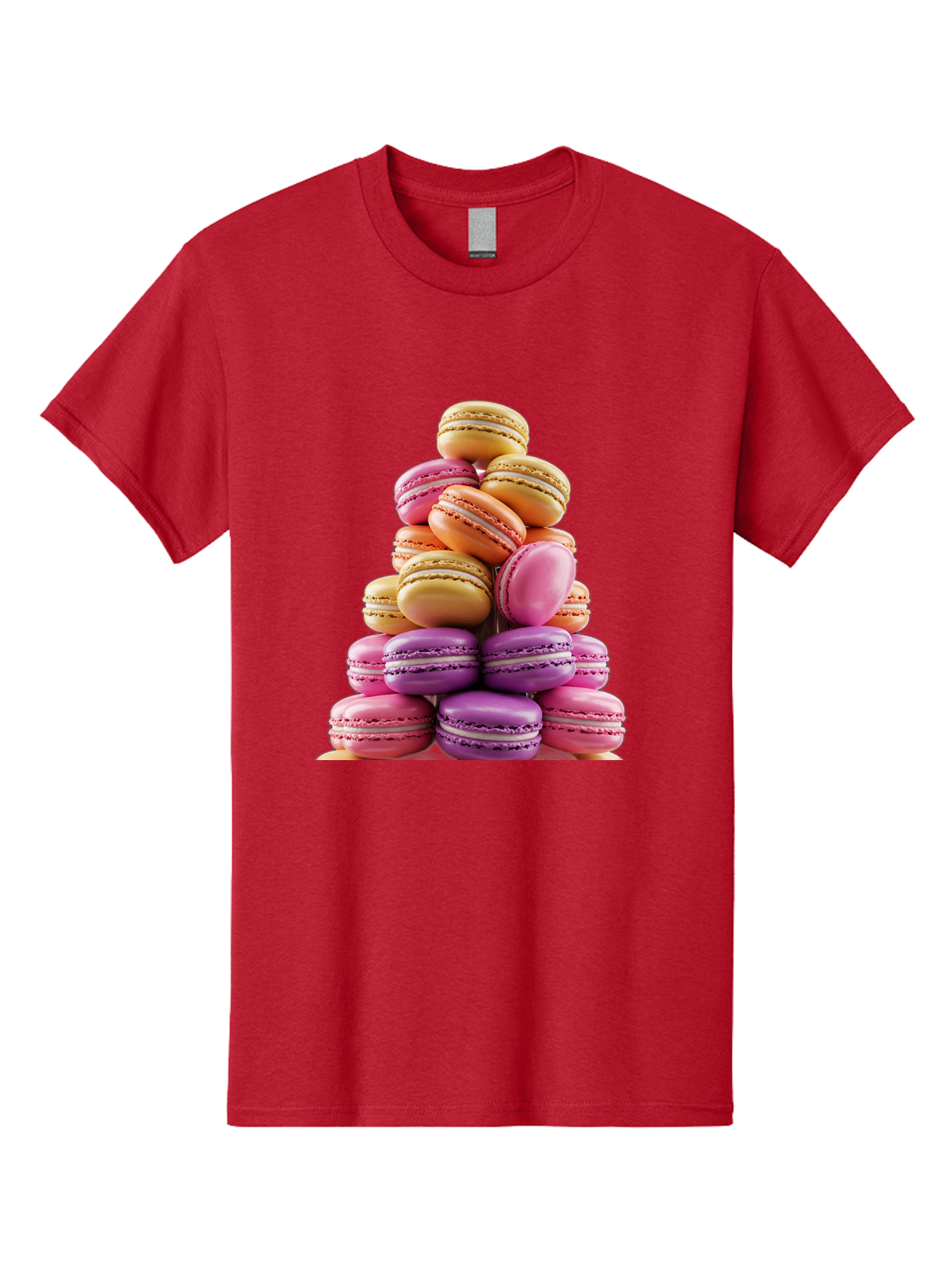 Macaron-Tower-2 Men'S Graphic Tee, 100% Cotton, Comfortable Casual Summer Wear, Machine Washable, Stack Of Macarons, Colorful Macarons, Pastel Colors, Dessert Display, Sweet Treats, French Patisserie, Macaron Stack, Pastel Pink, Purple, Baa940