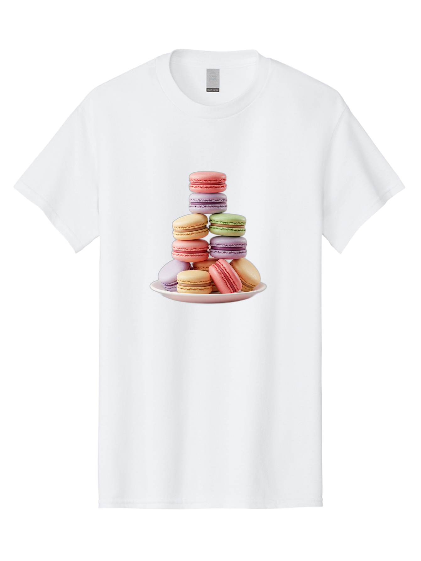 Macaron-Tower Men'S Graphic Tee, 100% Cotton, Comfortable Casual Summer Wear, Machine Washable, Colorful Macarons, Pastel Colors, Dessert Tower, French Patisserie, Sweet Treats, Macaron Stack, Vibrant Hues, Delicate Meringue, Baked Goods, Baa941