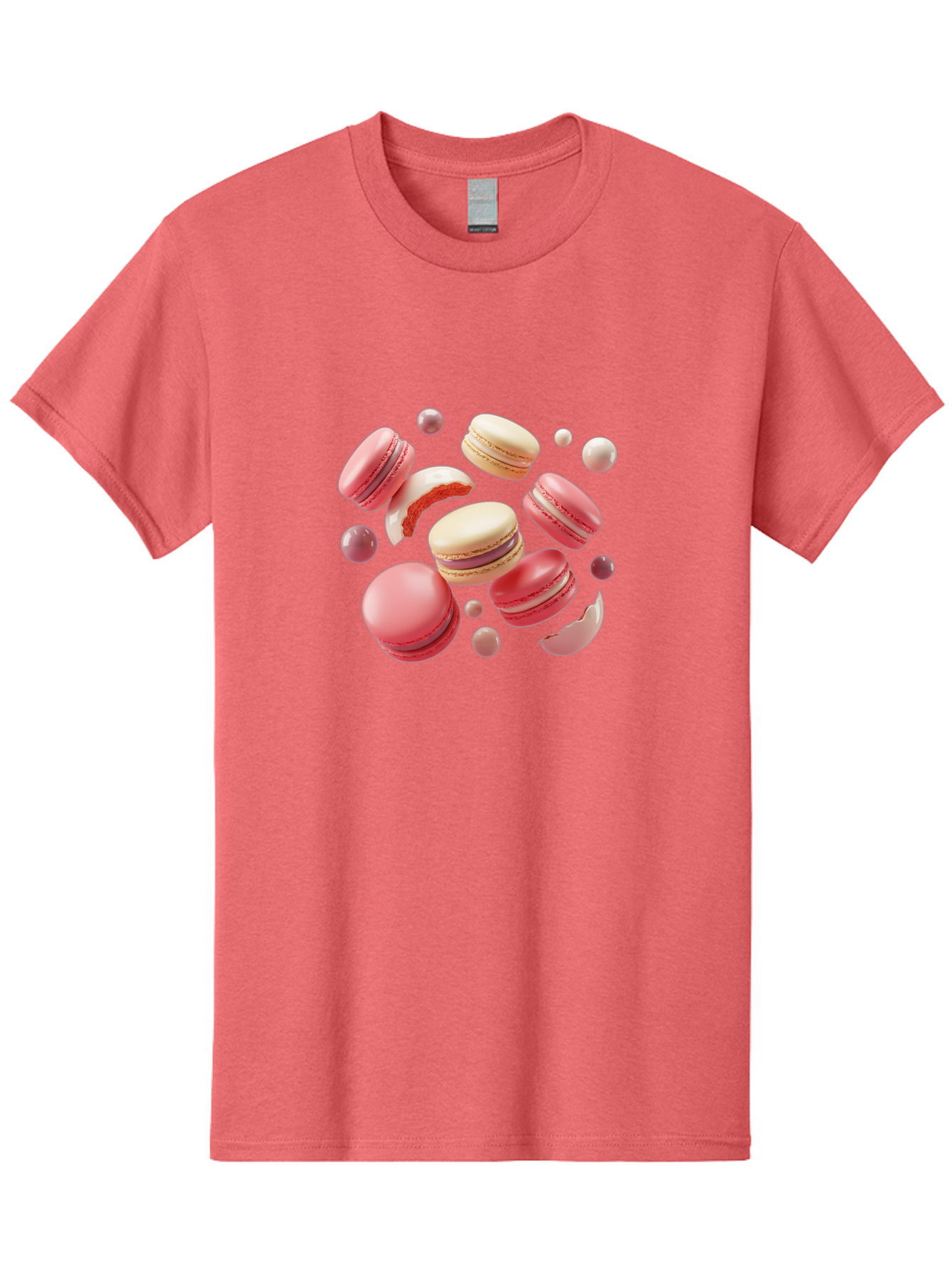 Macarons-10 Men'S Graphic Tee, 100% Cotton, Comfortable Casual Summer Wear, Machine Washable, Pink And White Macarons, Assorted Desserts, Sweet Treats, French Pastries, Macaron Filling, Dessert Art, Food Photography, Sweet Indulgence, Baa944