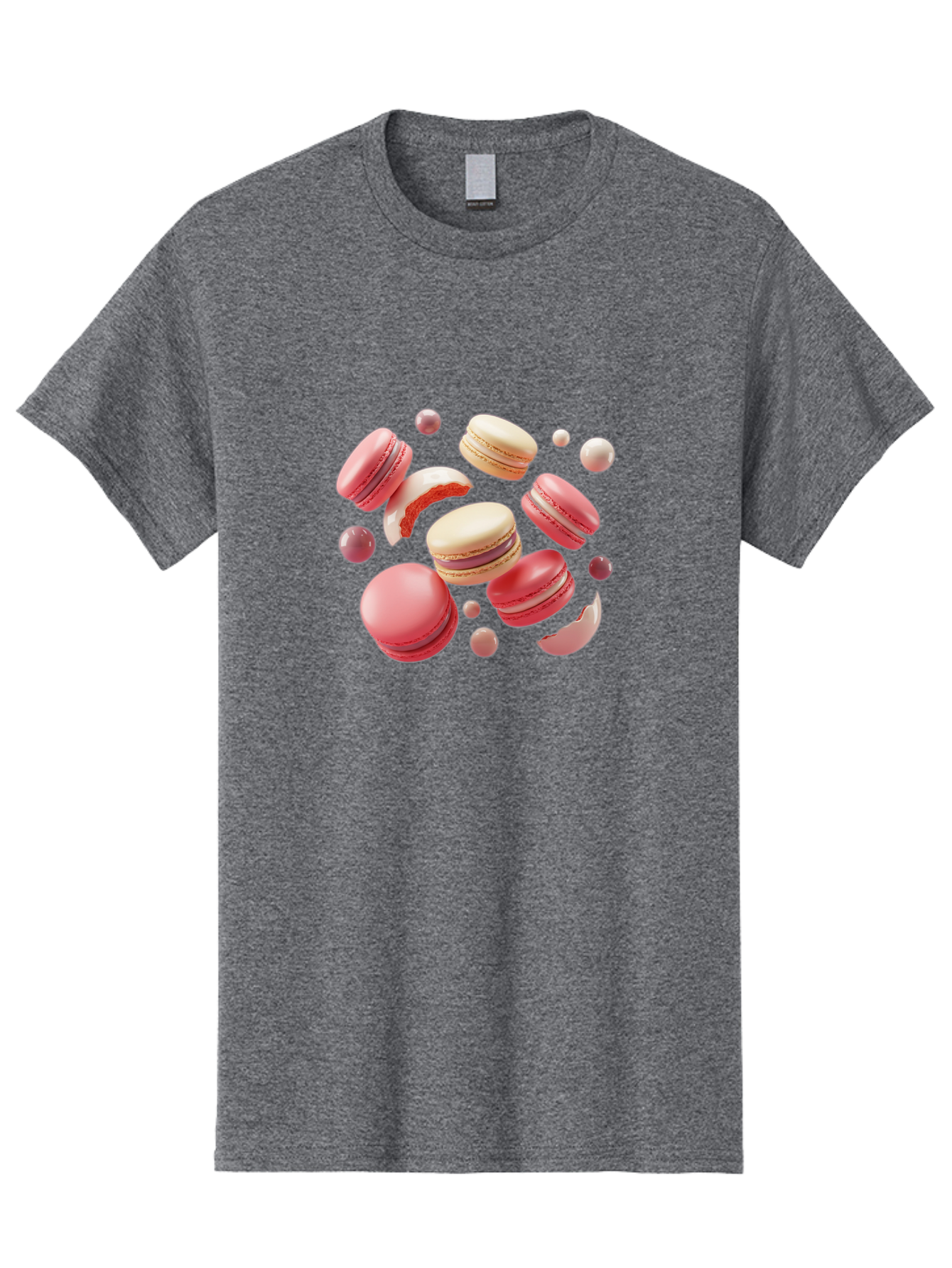Macarons-10 Men'S Graphic Tee, 100% Cotton, Comfortable Casual Summer Wear, Machine Washable, Pink And White Macarons, Assorted Desserts, Sweet Treats, French Pastries, Macaron Filling, Dessert Art, Food Photography, Sweet Indulgence, Baa944