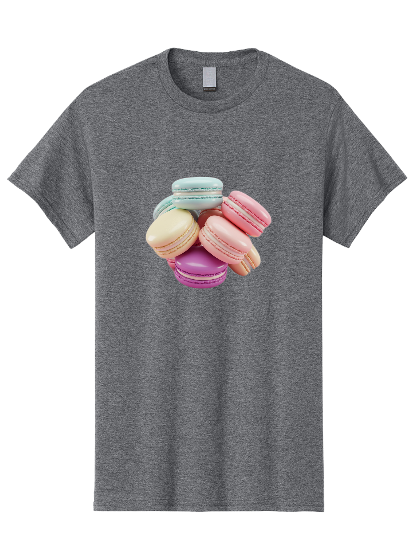 Macarons-11 Men'S Graphic Tee, 100% Cotton, Comfortable Casual Summer Wear, Machine Washable, Colorful Macarons, Pastel-Colored Desserts, Sweet Treats, French Patisserie, Delicate Meringue-Based Cookies, Creamy Fillings, Vibrant Colors, Baa945