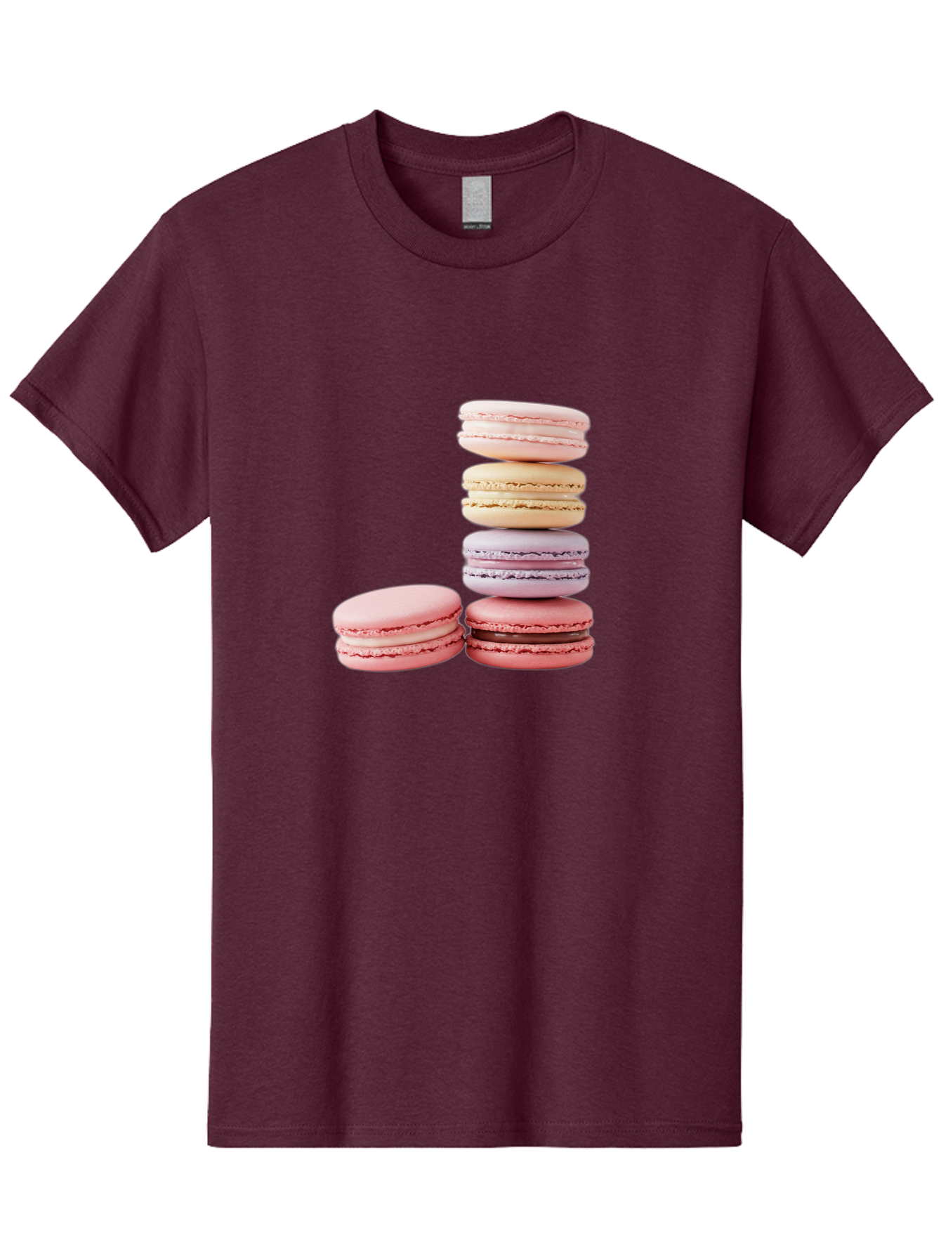 Macarons-3 Men'S Graphic Tee, 100% Cotton, Comfortable Casual Summer Wear, Machine Washable, Stacked Macarons, Pastel Colors, Pink, Purple, Beige, Dessert, Sweet Treats, French Macarons, Delicate Meringue-Based Cookies, Creamy Fillings, Baa947