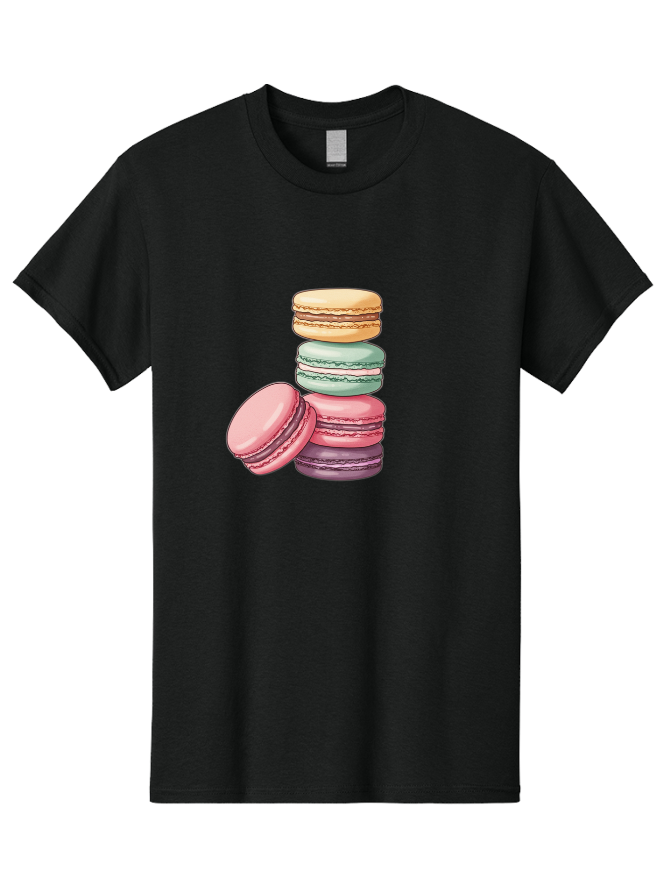 Macarons-4 Men'S Graphic Tee, 100% Cotton, Comfortable Casual Summer Wear, Machine Washable, Stack Of Colorful Macarons, Pastel Colors, Sweet Treats, Dessert, Baked Goods, French Patisserie, Macaron Stack, French Dessert, Colorful Sweets, Baa948