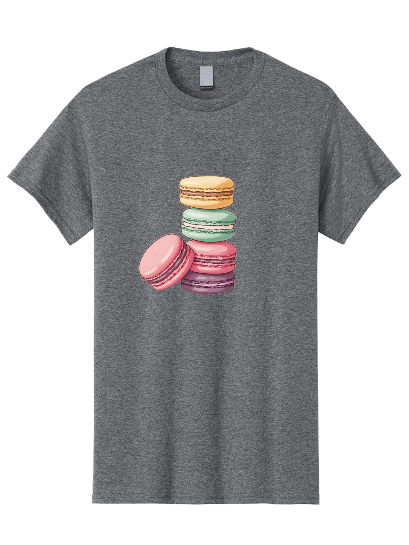 Macarons-4 Men'S Graphic Tee, 100% Cotton, Comfortable Casual Summer Wear, Machine Washable, Stack Of Colorful Macarons, Pastel Colors, Sweet Treats, Dessert, Baked Goods, French Patisserie, Macaron Stack, French Dessert, Colorful Sweets, Baa948