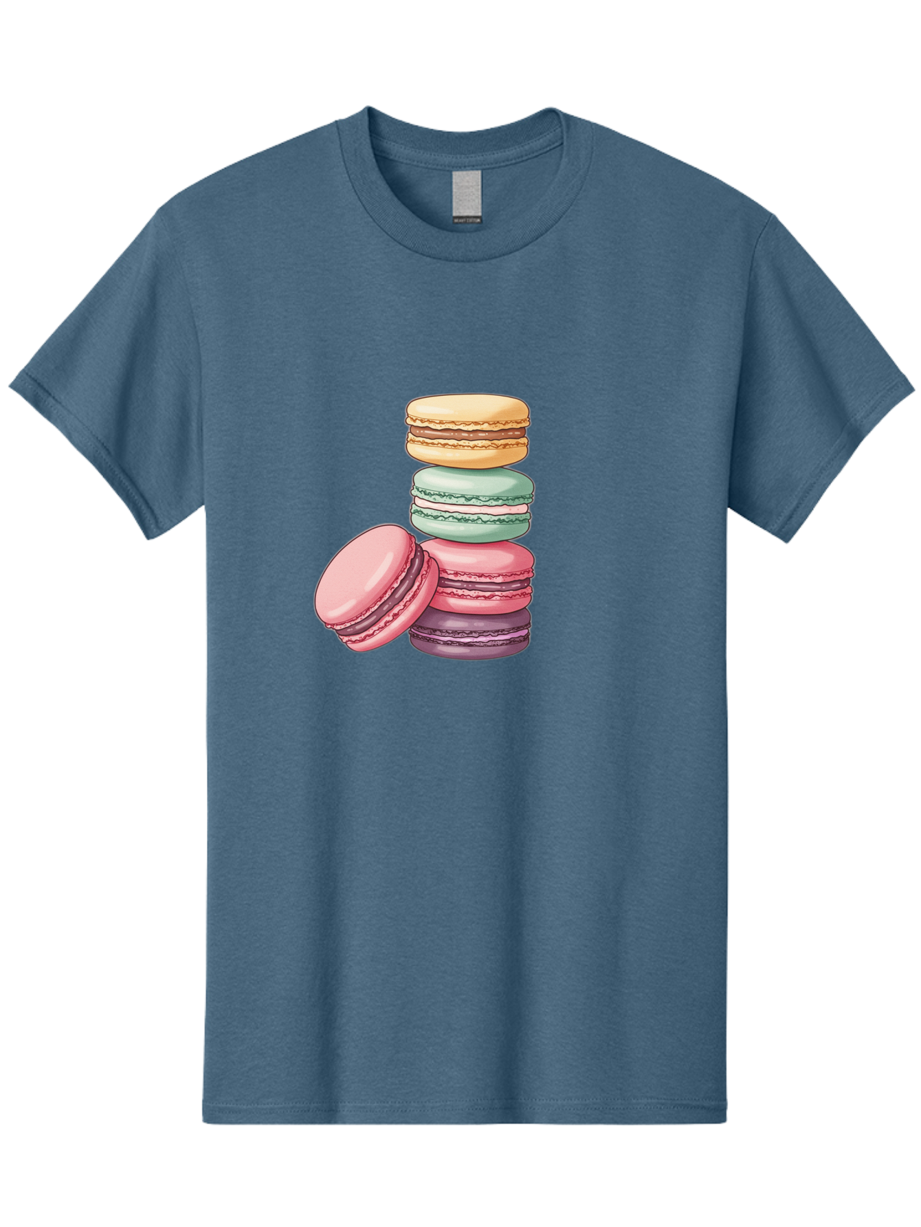 Macarons-4 Men'S Graphic Tee, 100% Cotton, Comfortable Casual Summer Wear, Machine Washable, Stack Of Colorful Macarons, Pastel Colors, Sweet Treats, Dessert, Baked Goods, French Patisserie, Macaron Stack, French Dessert, Colorful Sweets, Baa948