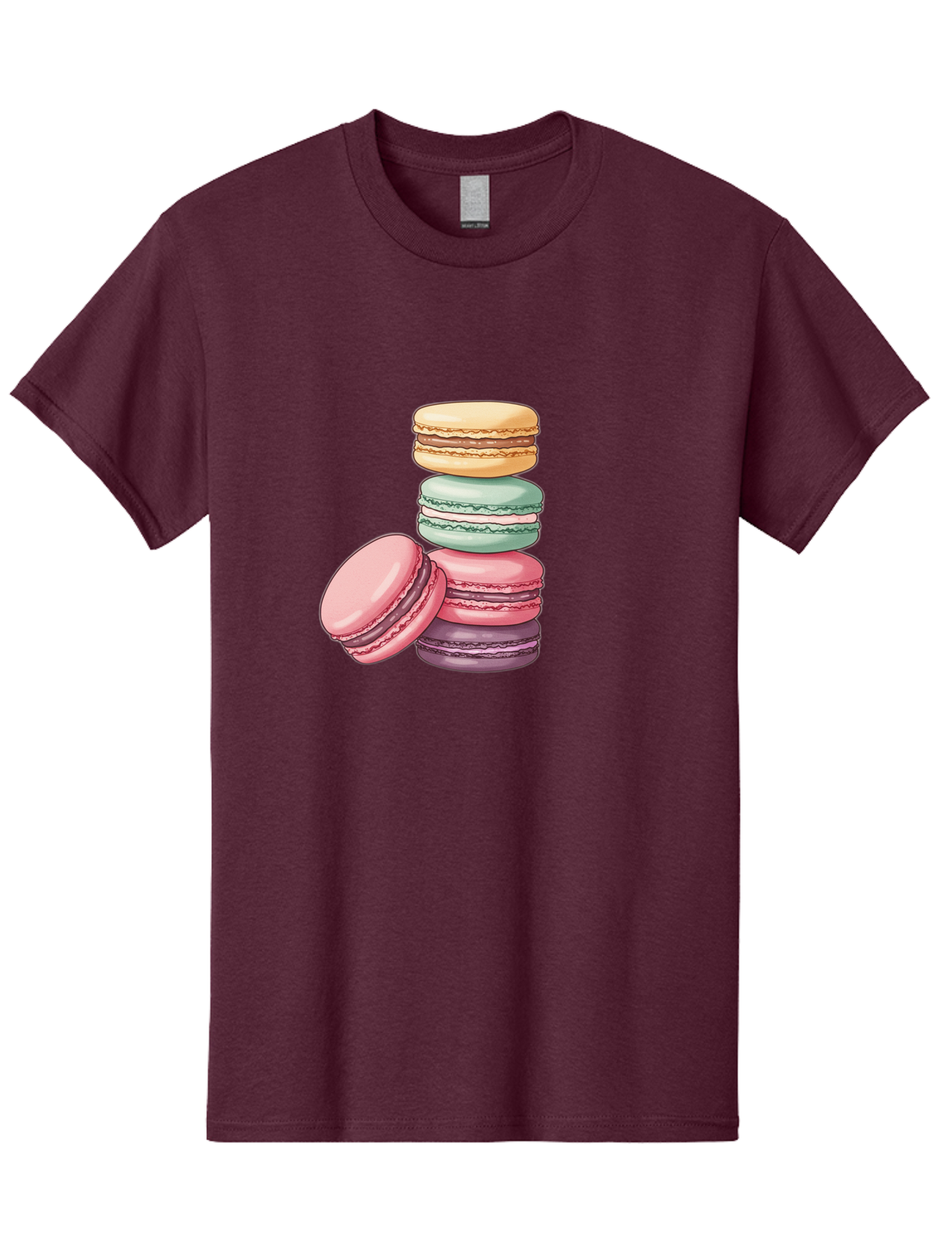 Macarons-4 Men'S Graphic Tee, 100% Cotton, Comfortable Casual Summer Wear, Machine Washable, Stack Of Colorful Macarons, Pastel Colors, Sweet Treats, Dessert, Baked Goods, French Patisserie, Macaron Stack, French Dessert, Colorful Sweets, Baa948