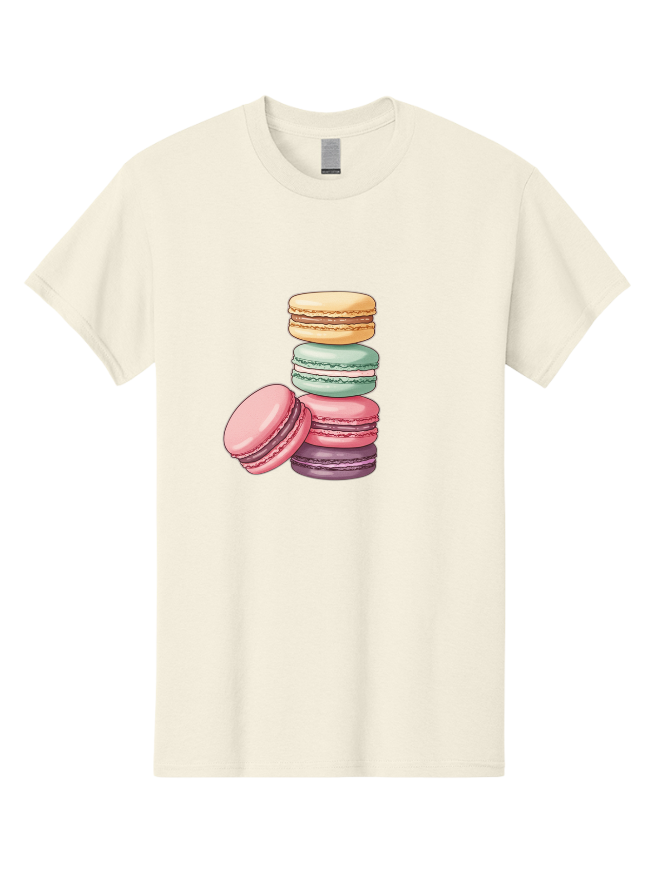 Macarons-4 Men'S Graphic Tee, 100% Cotton, Comfortable Casual Summer Wear, Machine Washable, Stack Of Colorful Macarons, Pastel Colors, Sweet Treats, Dessert, Baked Goods, French Patisserie, Macaron Stack, French Dessert, Colorful Sweets, Baa948