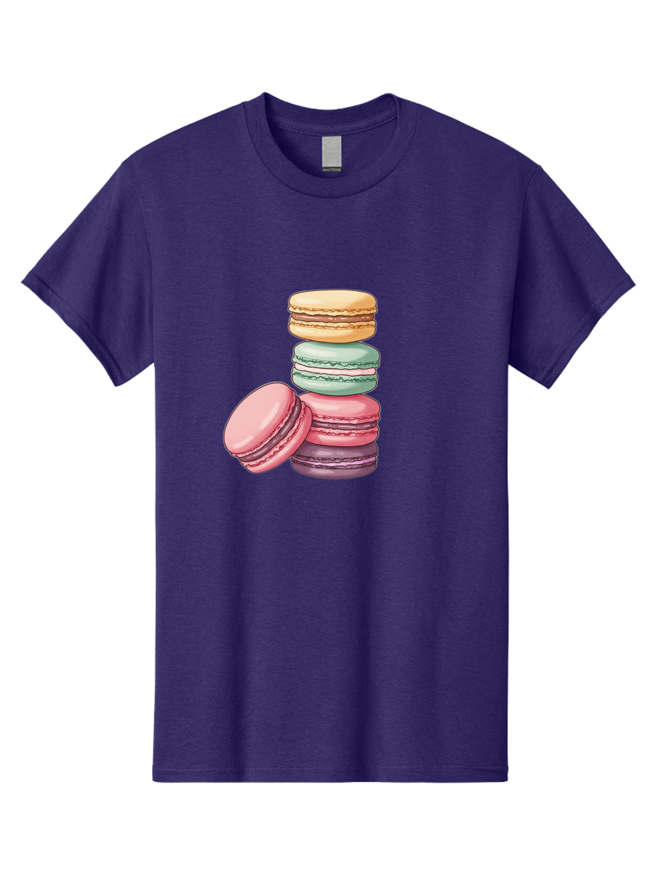 Macarons-4 Men'S Graphic Tee, 100% Cotton, Comfortable Casual Summer Wear, Machine Washable, Stack Of Colorful Macarons, Pastel Colors, Sweet Treats, Dessert, Baked Goods, French Patisserie, Macaron Stack, French Dessert, Colorful Sweets, Baa948