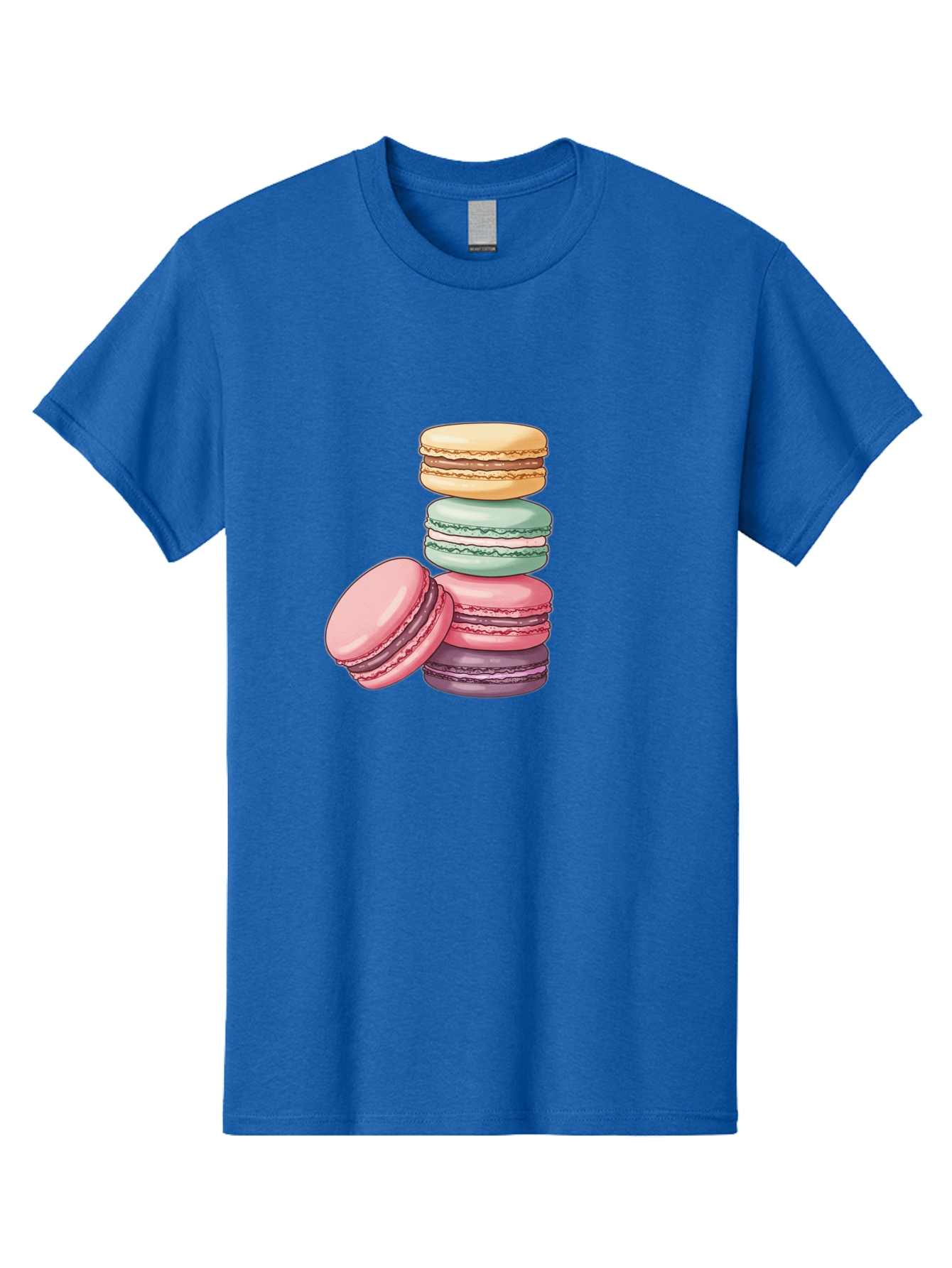 Macarons-4 Men'S Graphic Tee, 100% Cotton, Comfortable Casual Summer Wear, Machine Washable, Stack Of Colorful Macarons, Pastel Colors, Sweet Treats, Dessert, Baked Goods, French Patisserie, Macaron Stack, French Dessert, Colorful Sweets, Baa948