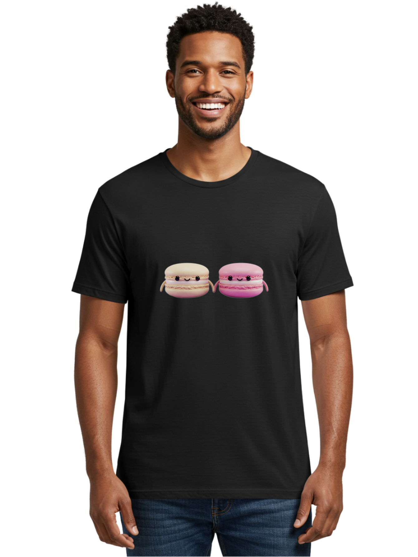 Macarons-5 Men'S Graphic Tee, 100% Cotton, Comfortable Casual Summer Wear, Machine Washable, Cute Macaron Characters, Pastel Colors, Soft Toys, Adorable Faces, Whimsical Design, Sweet Treats, Plush Friends, Kawaii Baa949