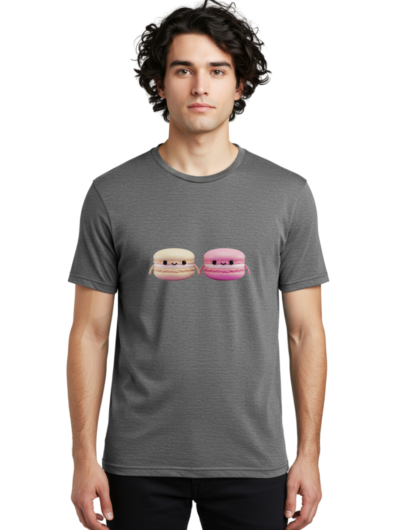 Macarons-5 Men'S Graphic Tee, 100% Cotton, Comfortable Casual Summer Wear, Machine Washable, Cute Macaron Characters, Pastel Colors, Soft Toys, Adorable Faces, Whimsical Design, Sweet Treats, Plush Friends, Kawaii Baa949