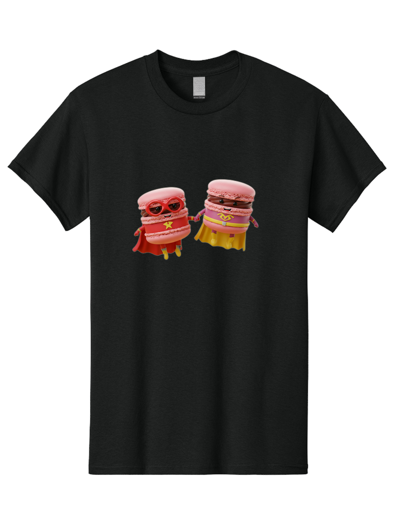 Macarons-8 Men'S Graphic Tee, 100% Cotton, Comfortable Casual Summer Wear, Machine Washable, Superhero Macarons, Macaron Characters, Pink Macarons, Superhero Costumes, Whimsical Desserts, Fantasy Food, Colorful Treats, Macaron Superheroes, Baa952