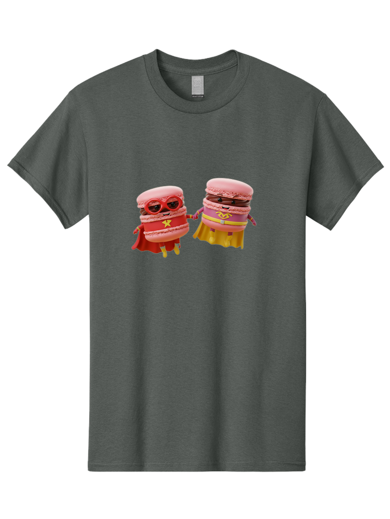 Macarons-8 Men'S Graphic Tee, 100% Cotton, Comfortable Casual Summer Wear, Machine Washable, Superhero Macarons, Macaron Characters, Pink Macarons, Superhero Costumes, Whimsical Desserts, Fantasy Food, Colorful Treats, Macaron Superheroes, Baa952