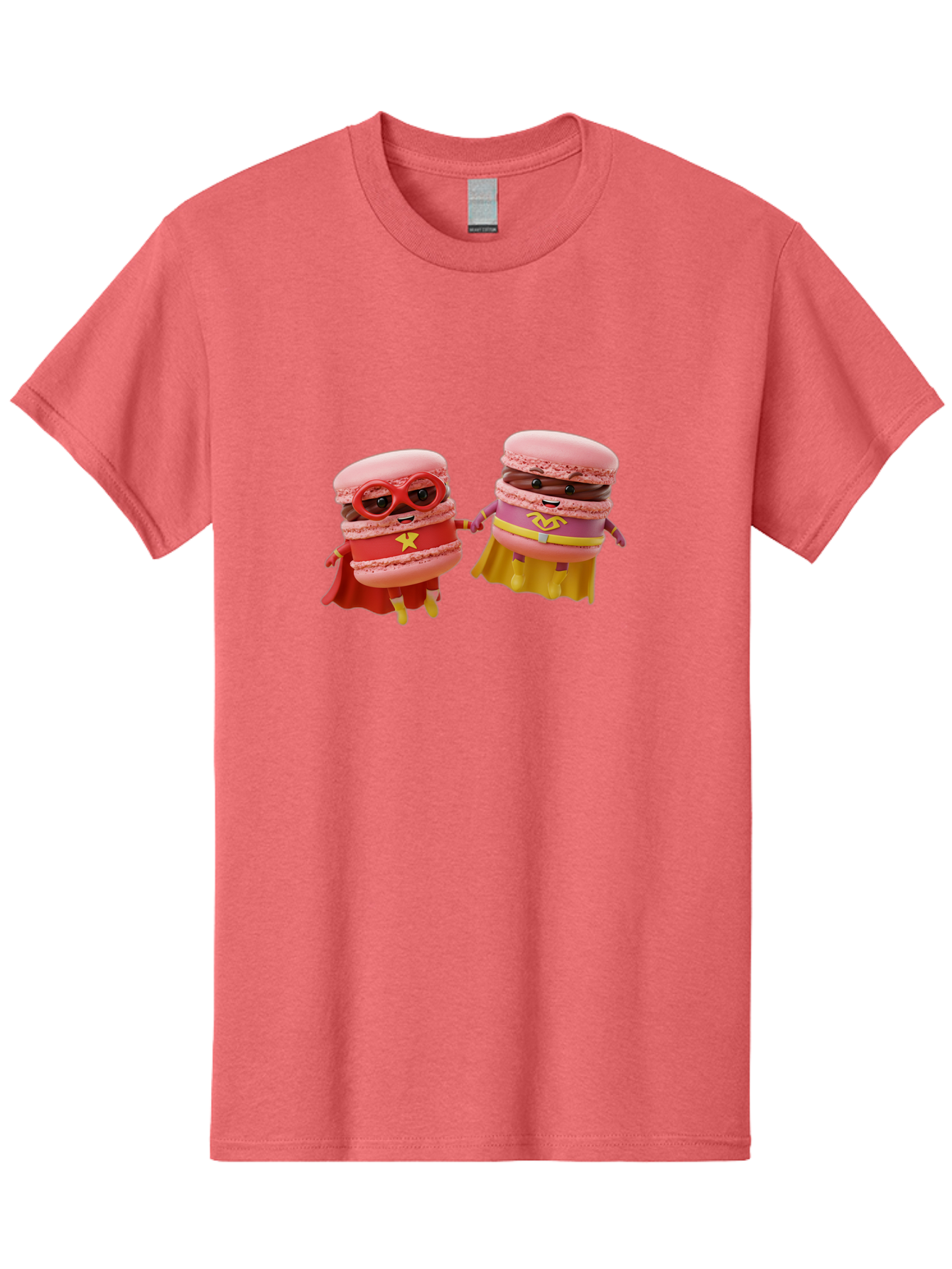 Macarons-8 Men'S Graphic Tee, 100% Cotton, Comfortable Casual Summer Wear, Machine Washable, Superhero Macarons, Macaron Characters, Pink Macarons, Superhero Costumes, Whimsical Desserts, Fantasy Food, Colorful Treats, Macaron Superheroes, Baa952