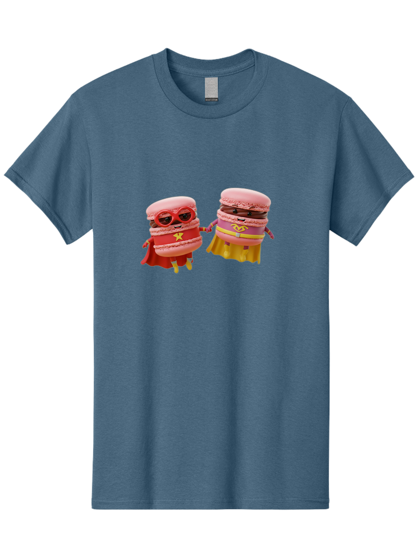 Macarons-8 Men'S Graphic Tee, 100% Cotton, Comfortable Casual Summer Wear, Machine Washable, Superhero Macarons, Macaron Characters, Pink Macarons, Superhero Costumes, Whimsical Desserts, Fantasy Food, Colorful Treats, Macaron Superheroes, Baa952