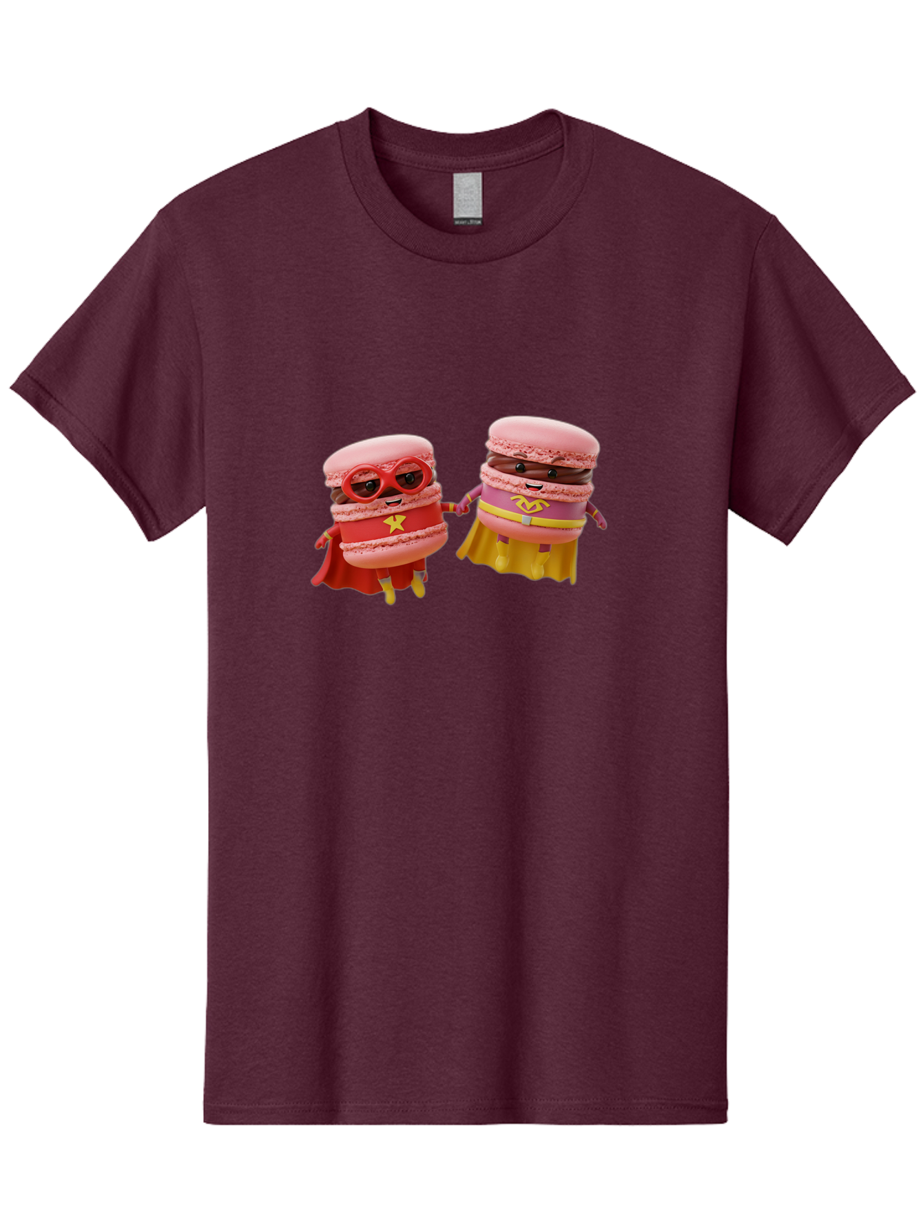 Macarons-8 Men'S Graphic Tee, 100% Cotton, Comfortable Casual Summer Wear, Machine Washable, Superhero Macarons, Macaron Characters, Pink Macarons, Superhero Costumes, Whimsical Desserts, Fantasy Food, Colorful Treats, Macaron Superheroes, Baa952