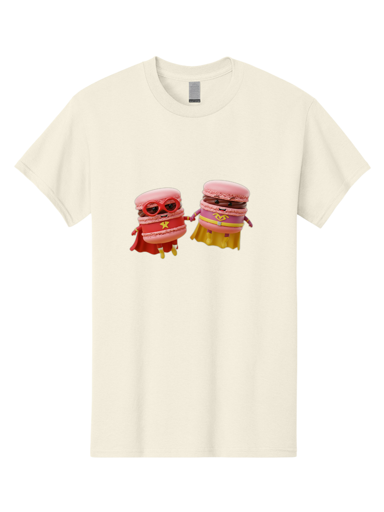 Macarons-8 Men'S Graphic Tee, 100% Cotton, Comfortable Casual Summer Wear, Machine Washable, Superhero Macarons, Macaron Characters, Pink Macarons, Superhero Costumes, Whimsical Desserts, Fantasy Food, Colorful Treats, Macaron Superheroes, Baa952